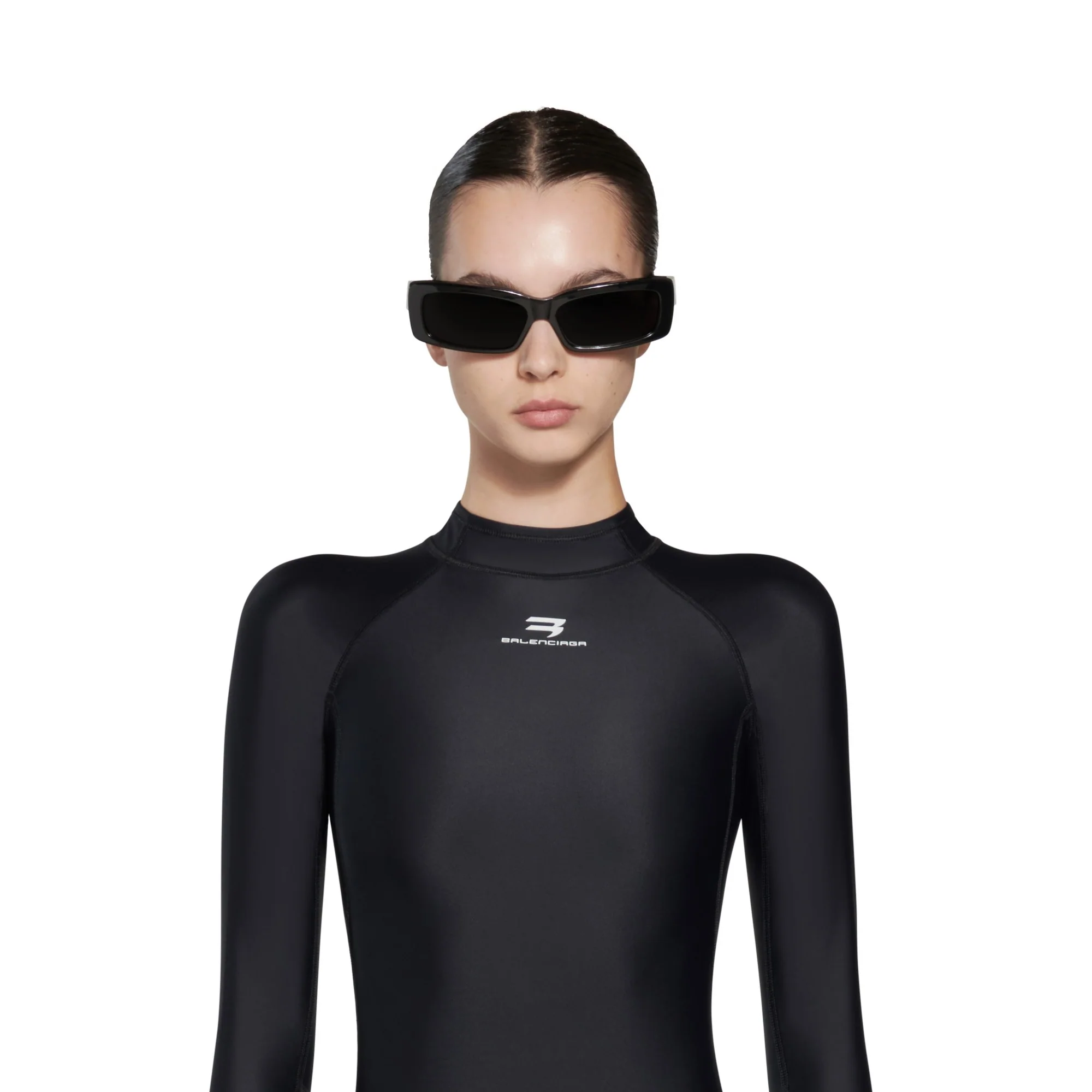Long Sleeve Swimsuit - Black/White - Image 3