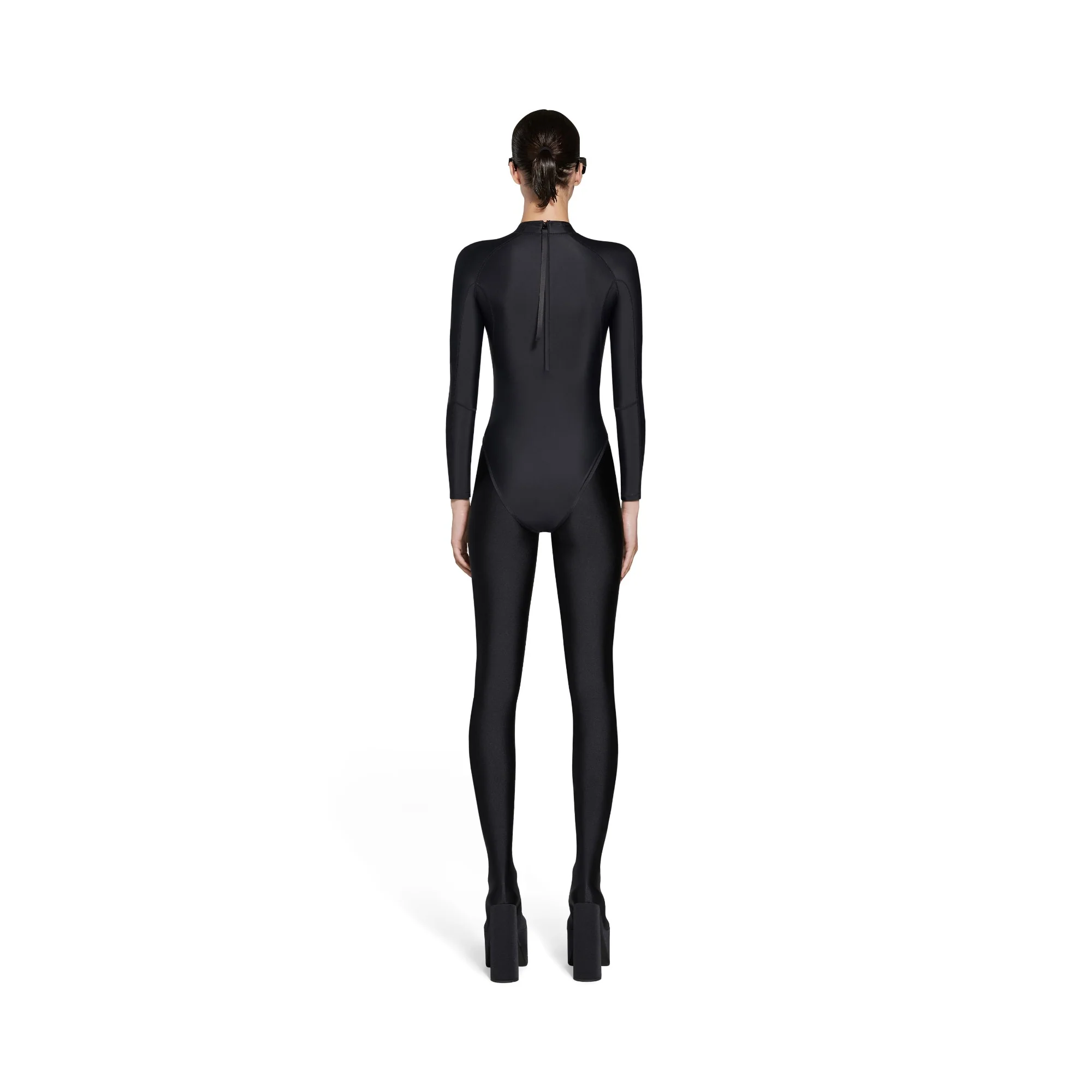 Long Sleeve Swimsuit - Black/White - Image 5