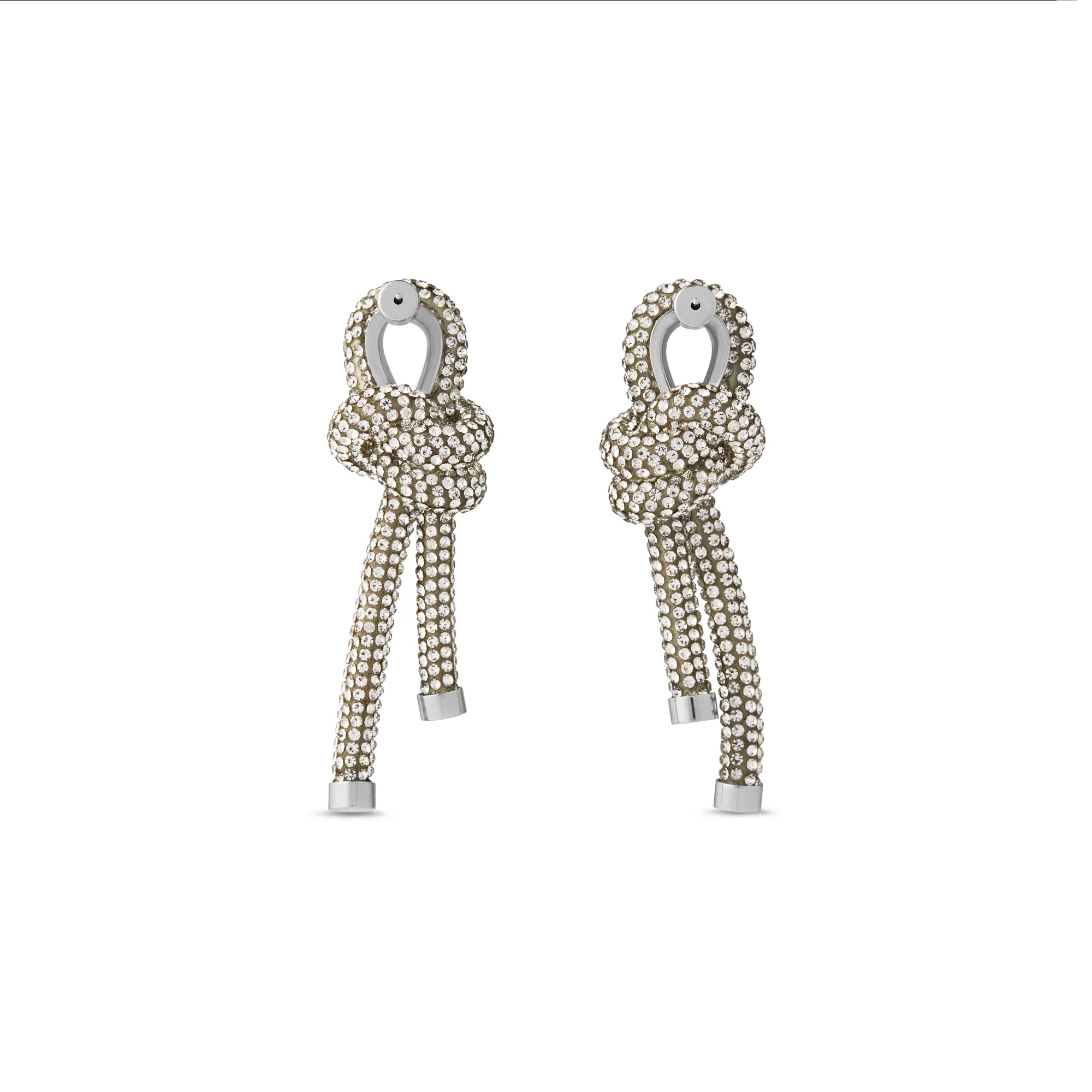 Rope Earrings P - Shiny Silver/Crystal - Image 2