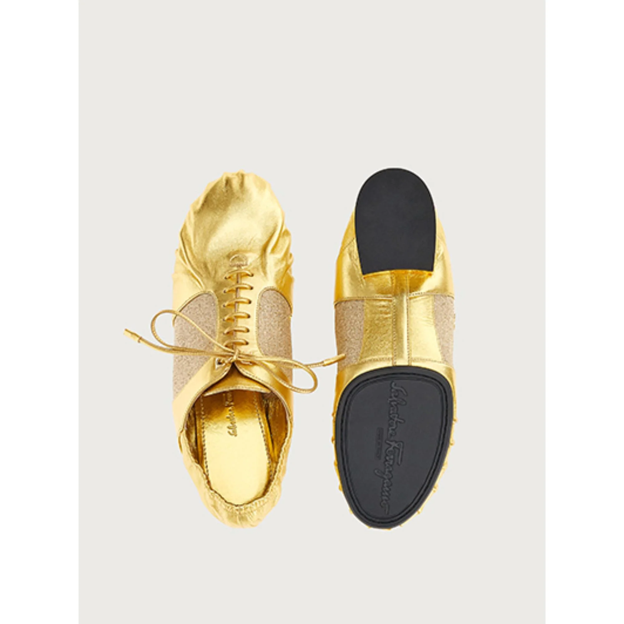 Lace Up Nappa Shoe - Gold - Image 3