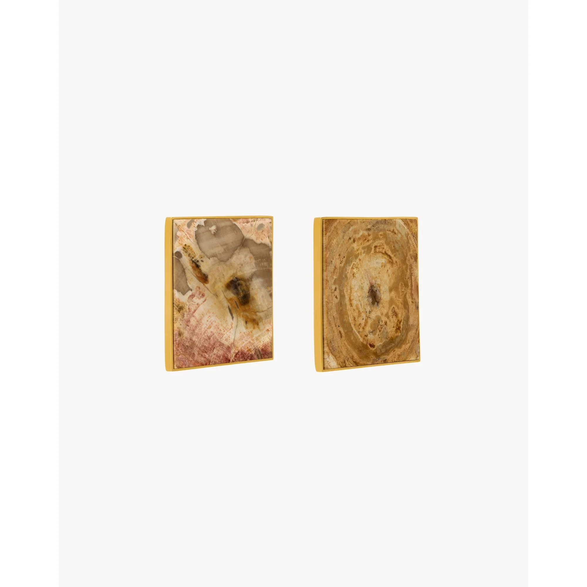 Oversize Sqaure Earrings - Dore / Marron Rose - Image 2