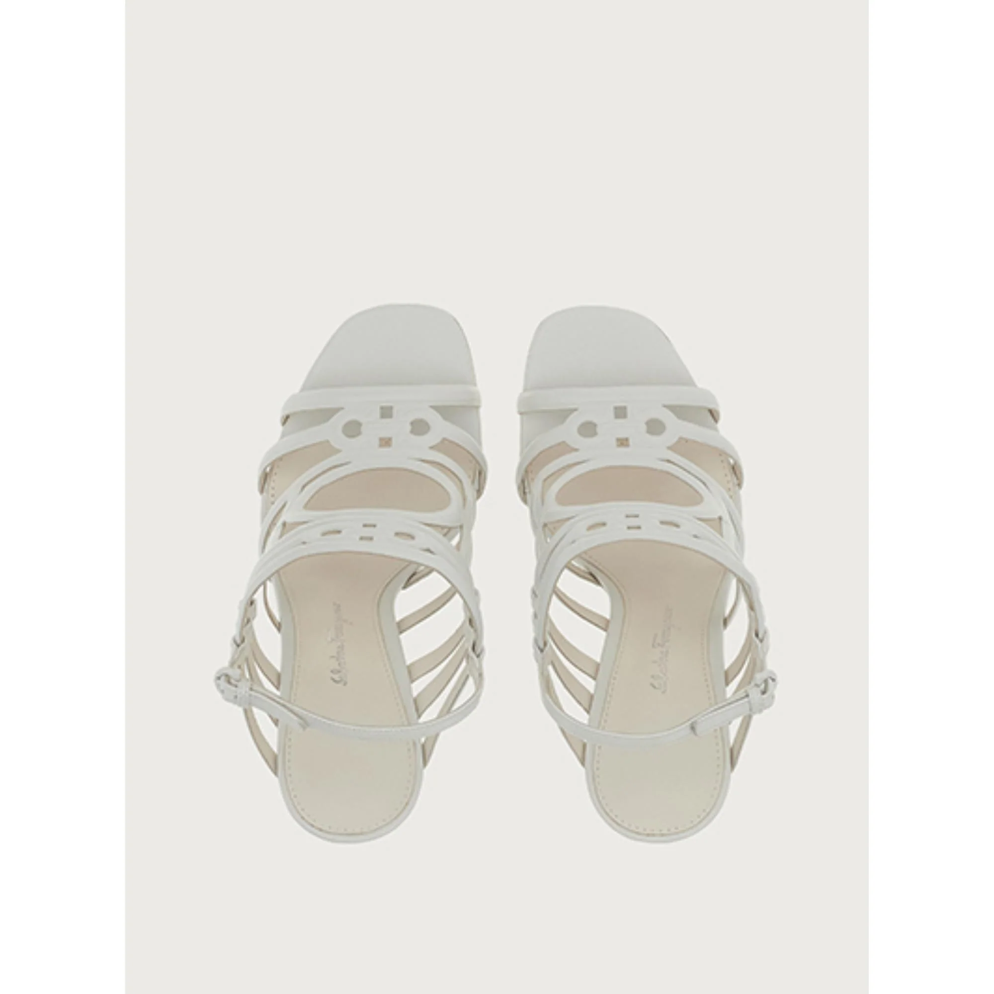 Mirrored Heel Strappy Sandals - White - Image 2