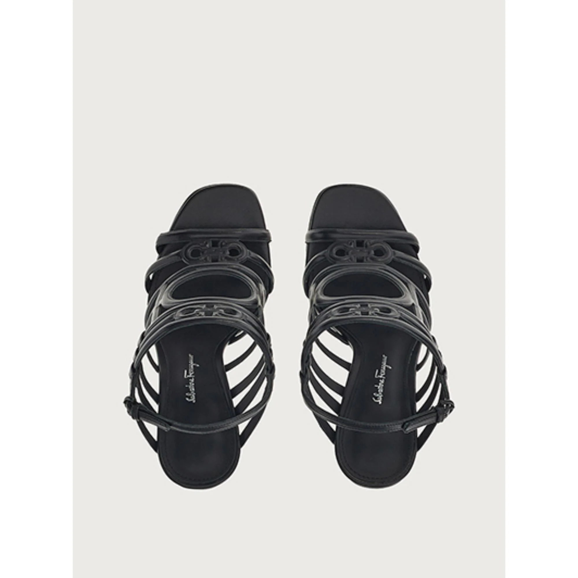 Mirrored Heel Strappy Sandals - Black - Image 2