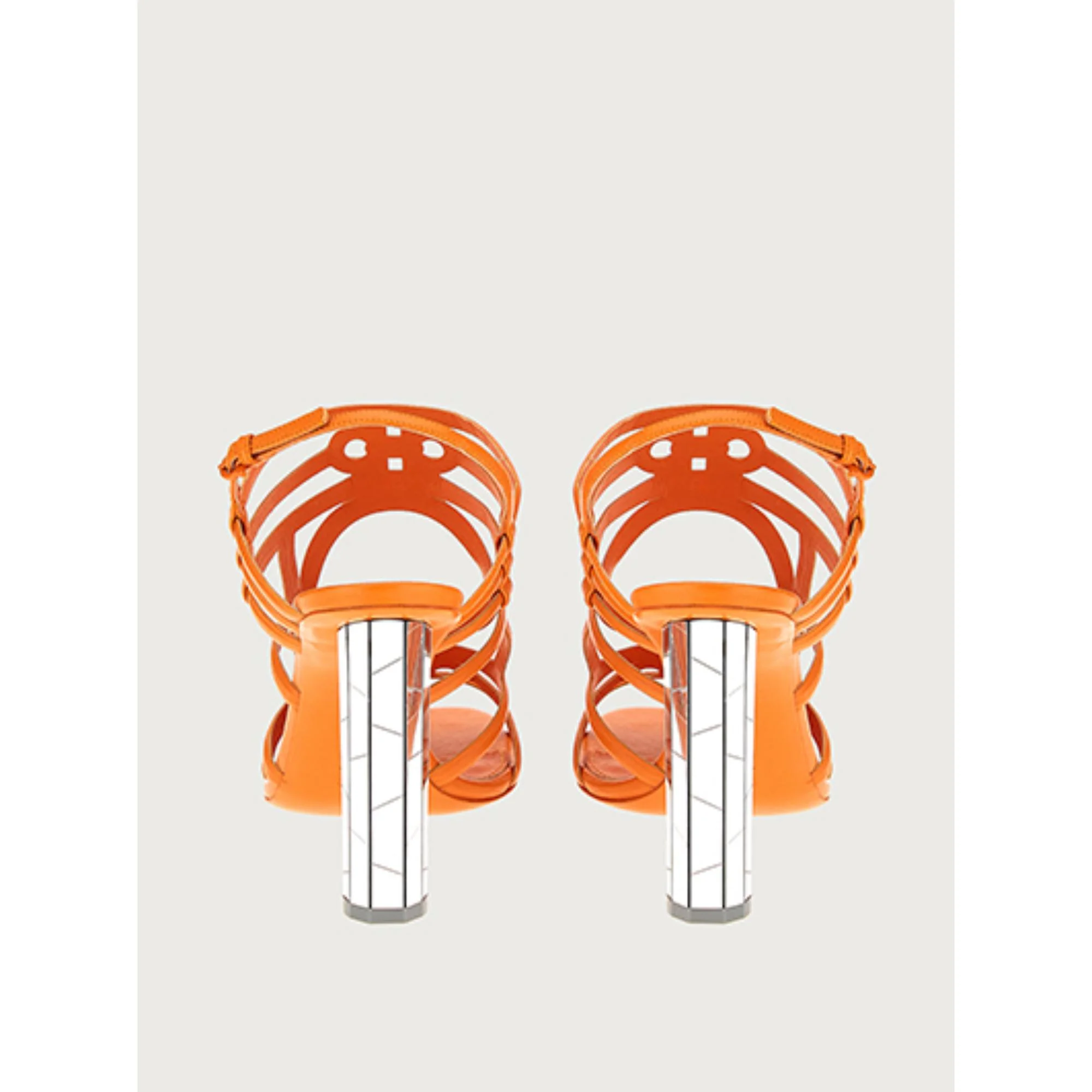 Mirrored Heel Strappy Sandals - Satsuma - Image 4