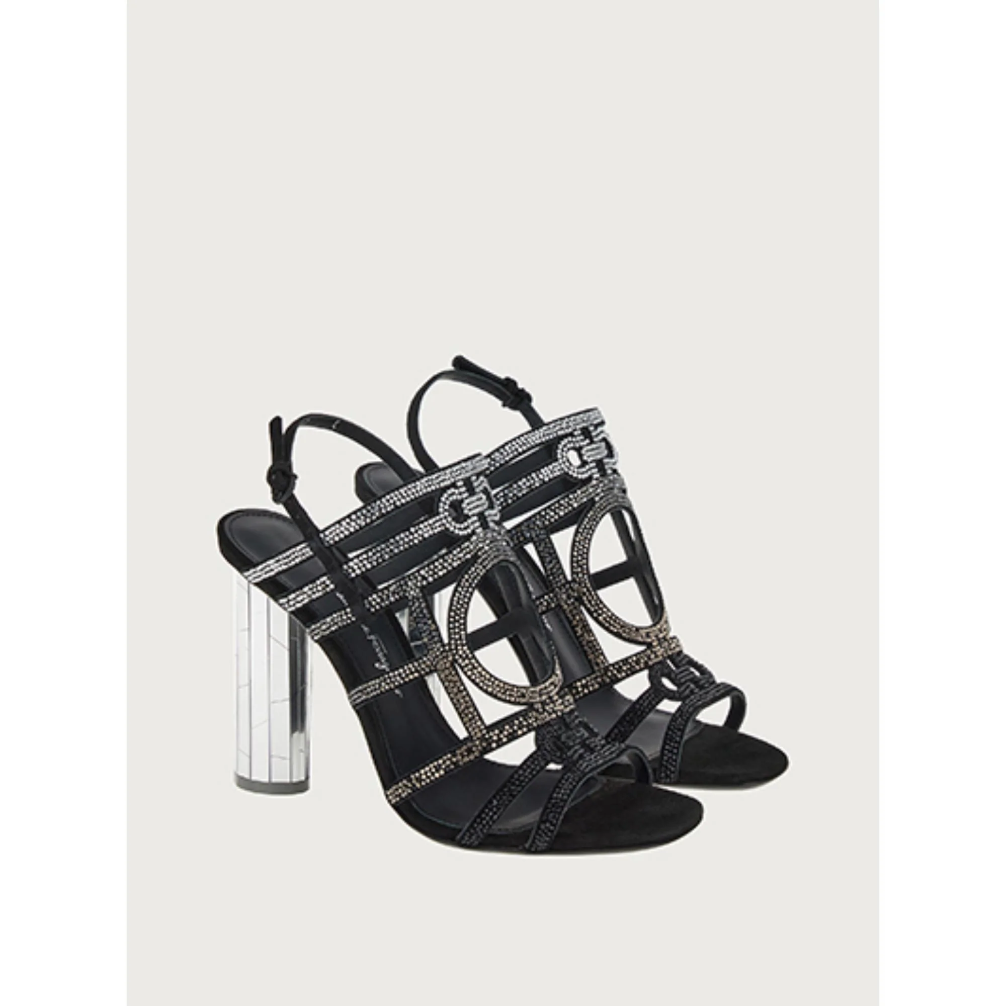 Mirrored Heel Strappy Sandals - Black - Image 3