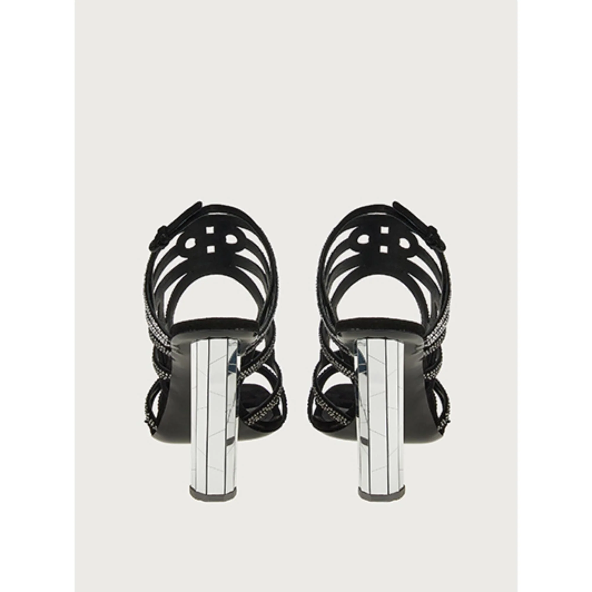 Mirrored Heel Strappy Sandals - Black - Image 4