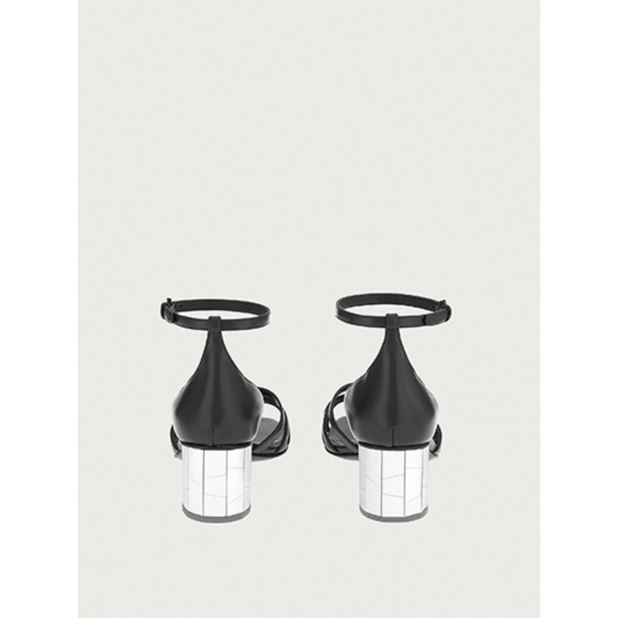 Mirrored Heel Sandals - Black - Image 4