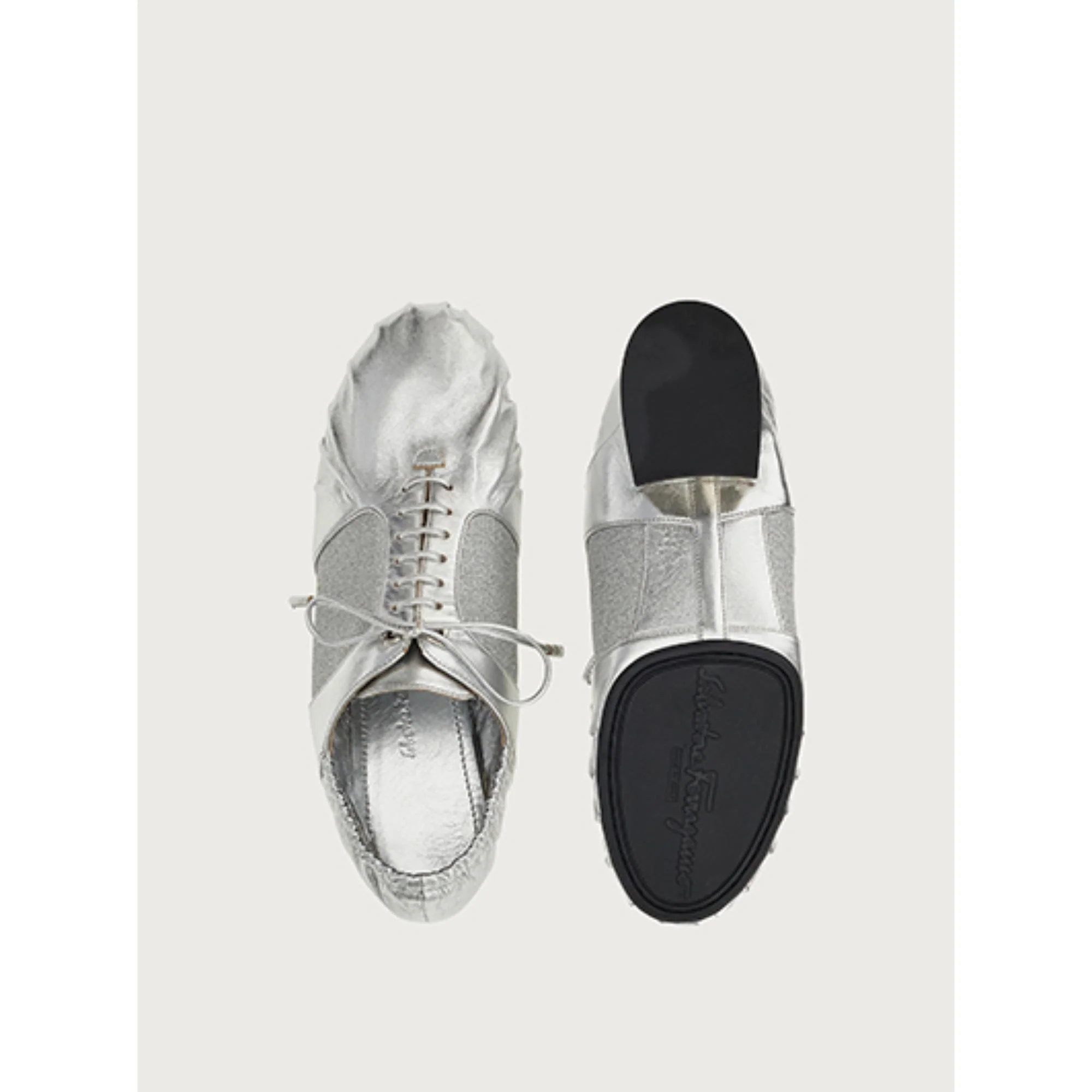 Lace Up Nappa Shoe - Silver - Image 3