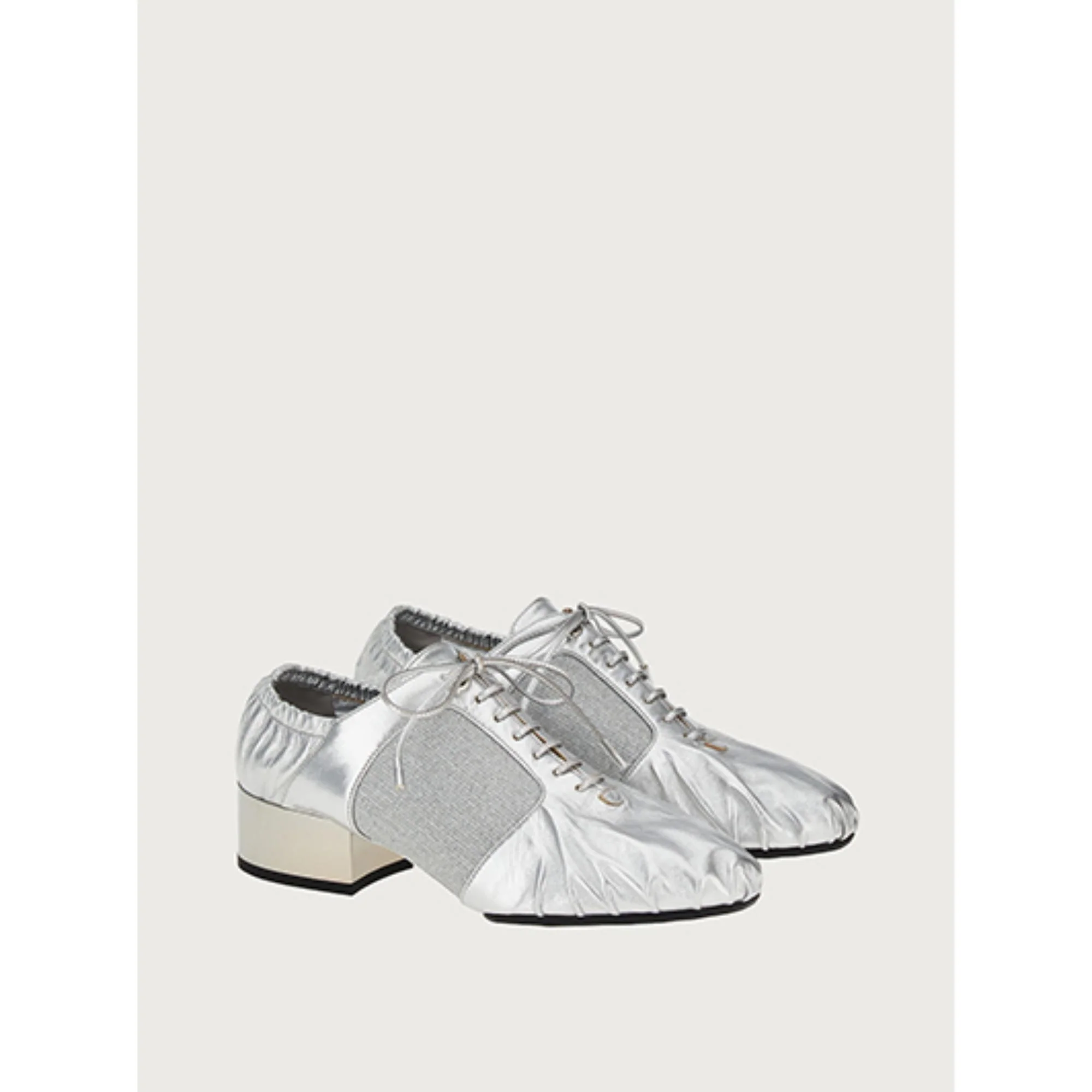 Lace Up Nappa Shoe - Silver - Image 4
