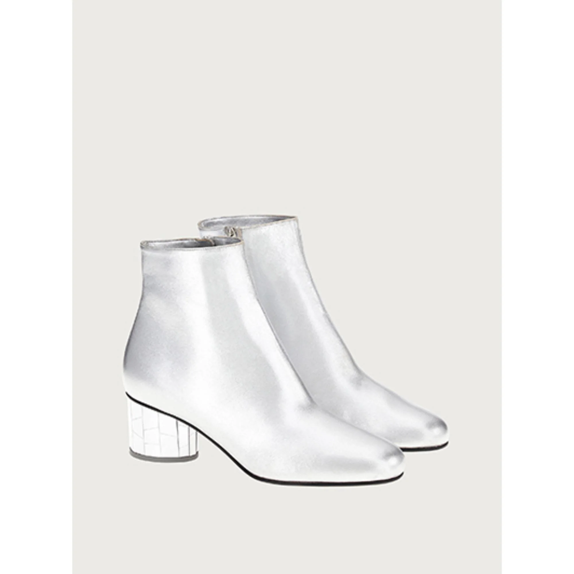 Mirrored Heel Ankle Boots - Silver - Image 3