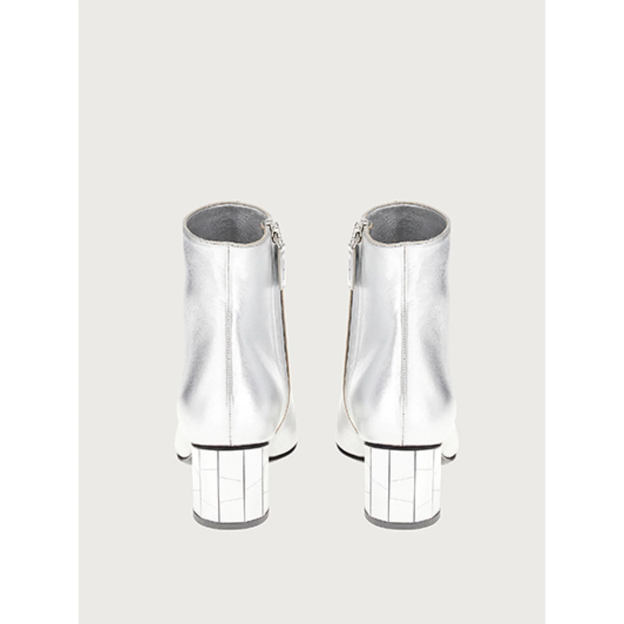 Mirrored Heel Ankle Boots - Silver - Image 4