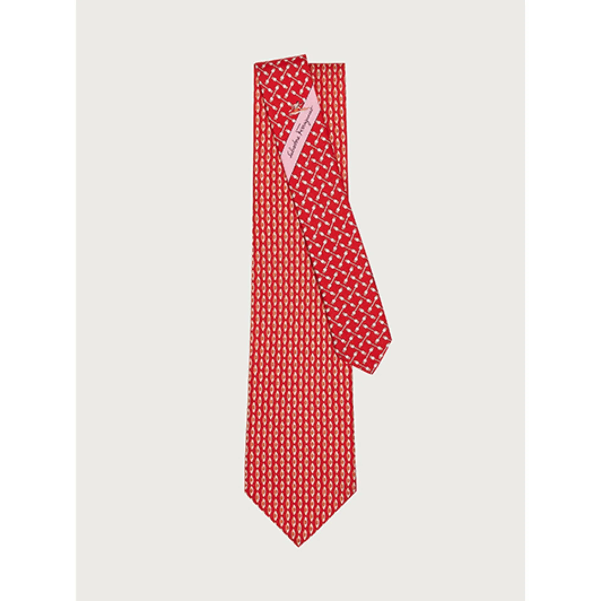 Canoe Print Silk Tie - Red - Image 2