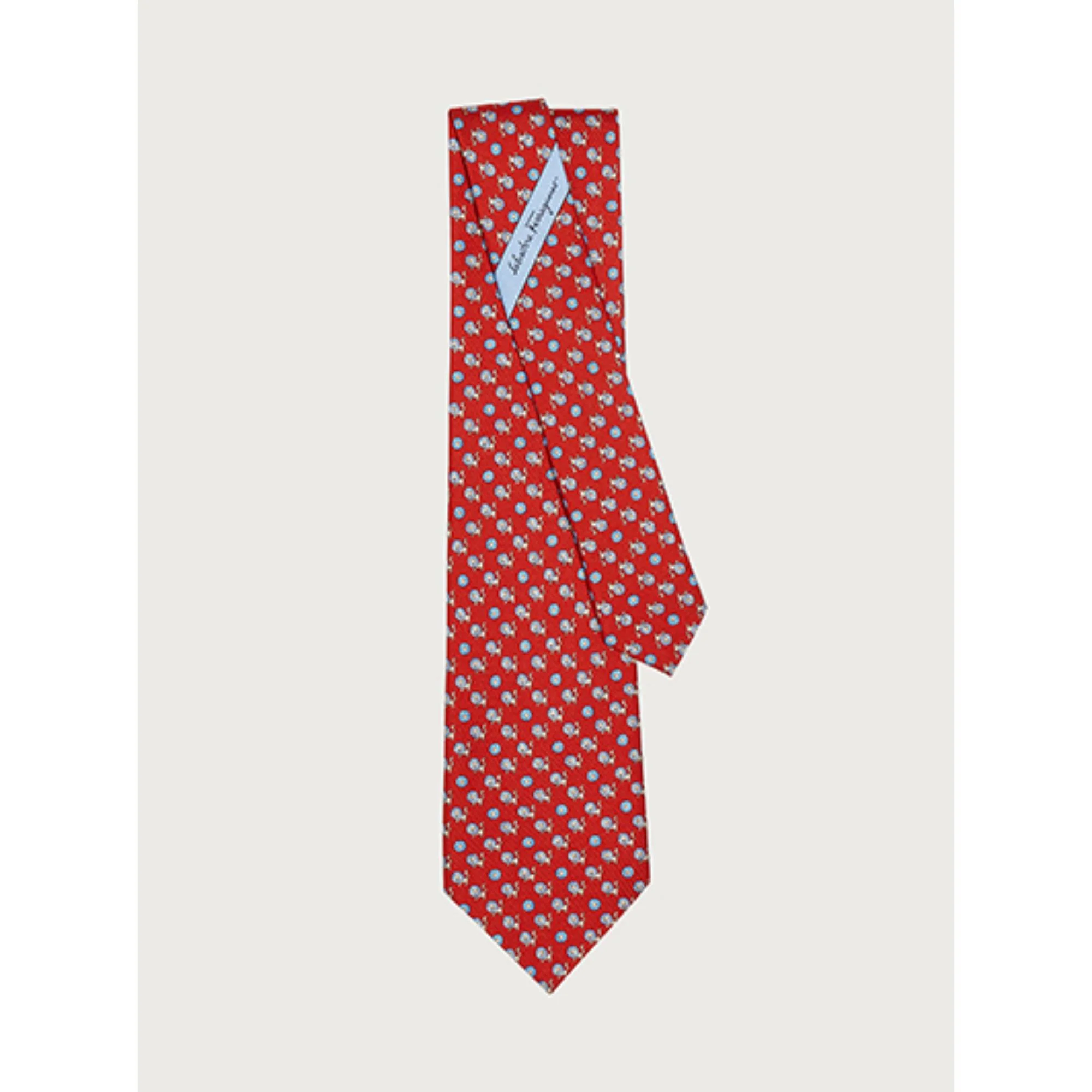 Lions And Flowers Print Silk Tie - Red - Image 2