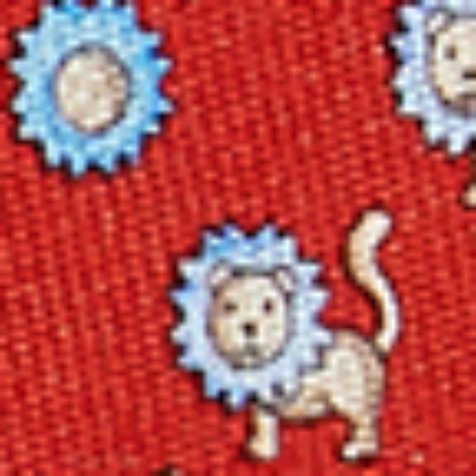 Lions And Flowers Print Silk Tie - Red - Image 3