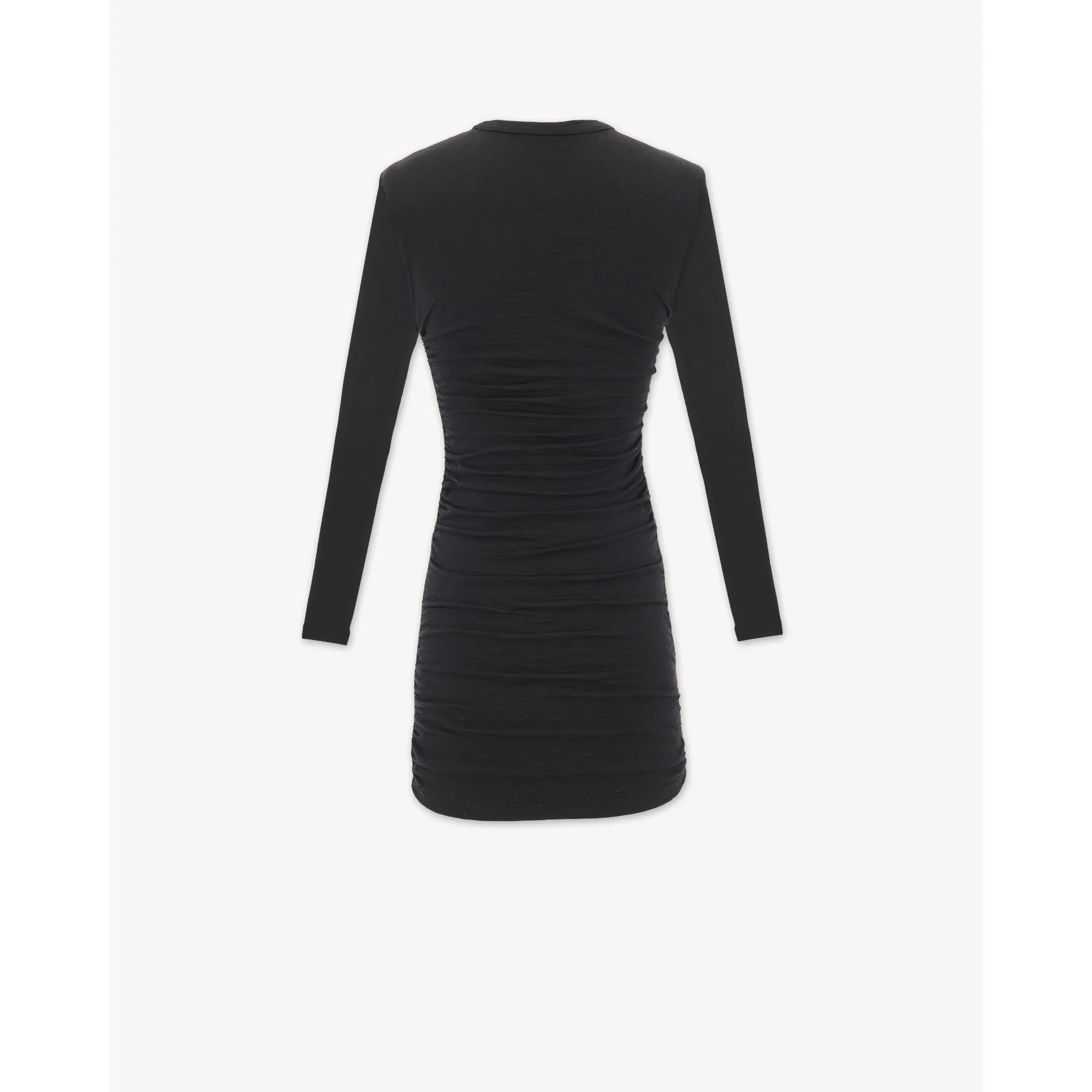 Robe Manches Longues Froncee - Noir - Image 2