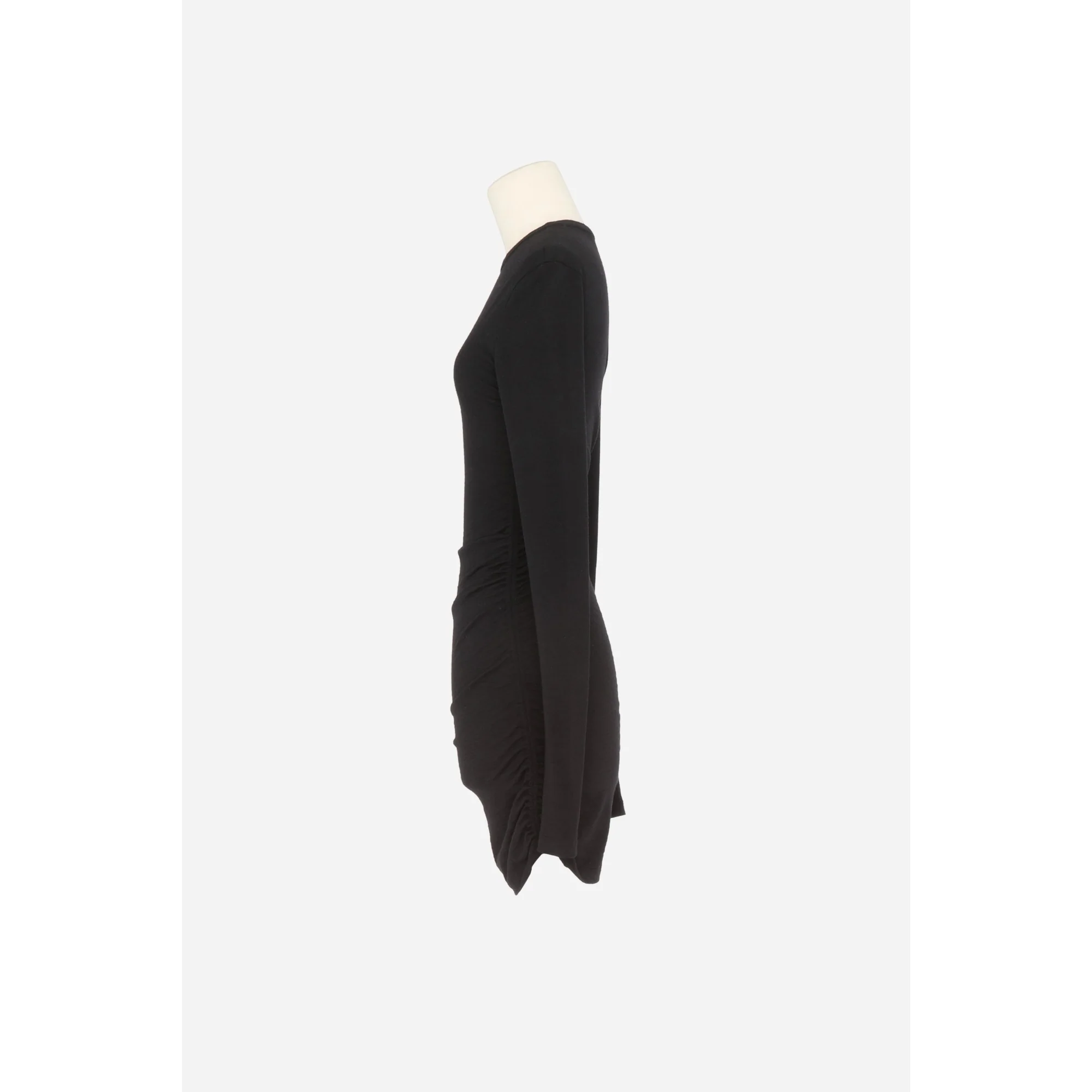 Robe Manches Longues Froncee - Noir - Image 3