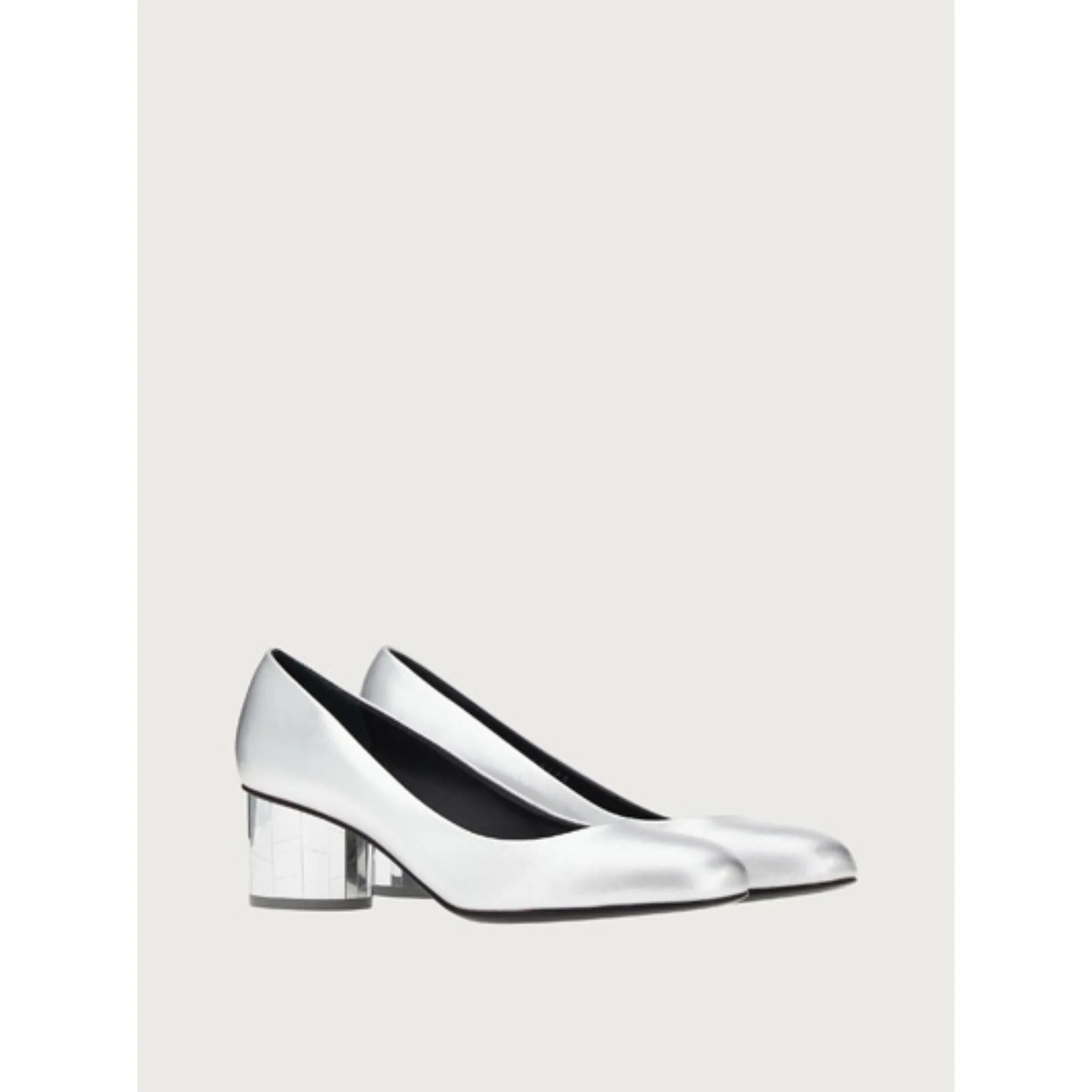 Mirrored Heel Pumps Shoe - Silver - Image 3