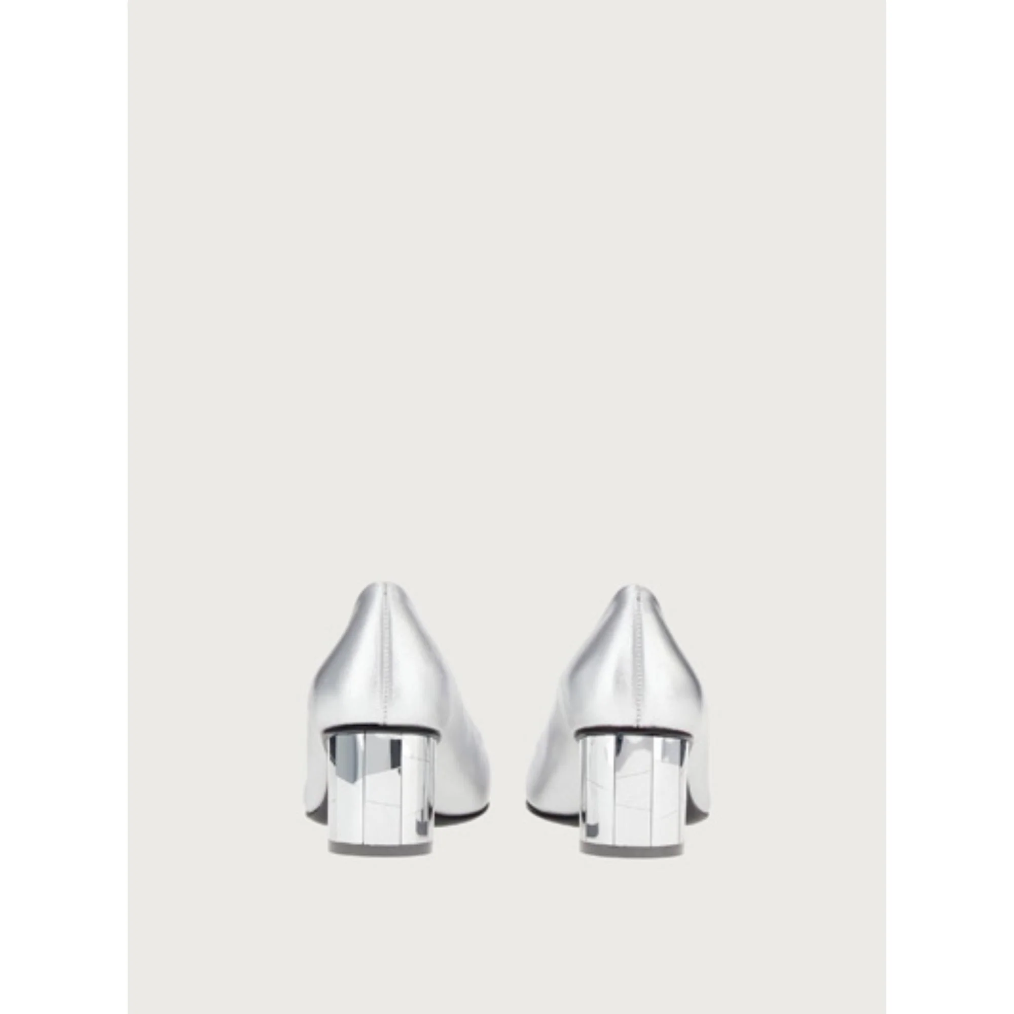 Mirrored Heel Pumps Shoe - Silver - Image 4