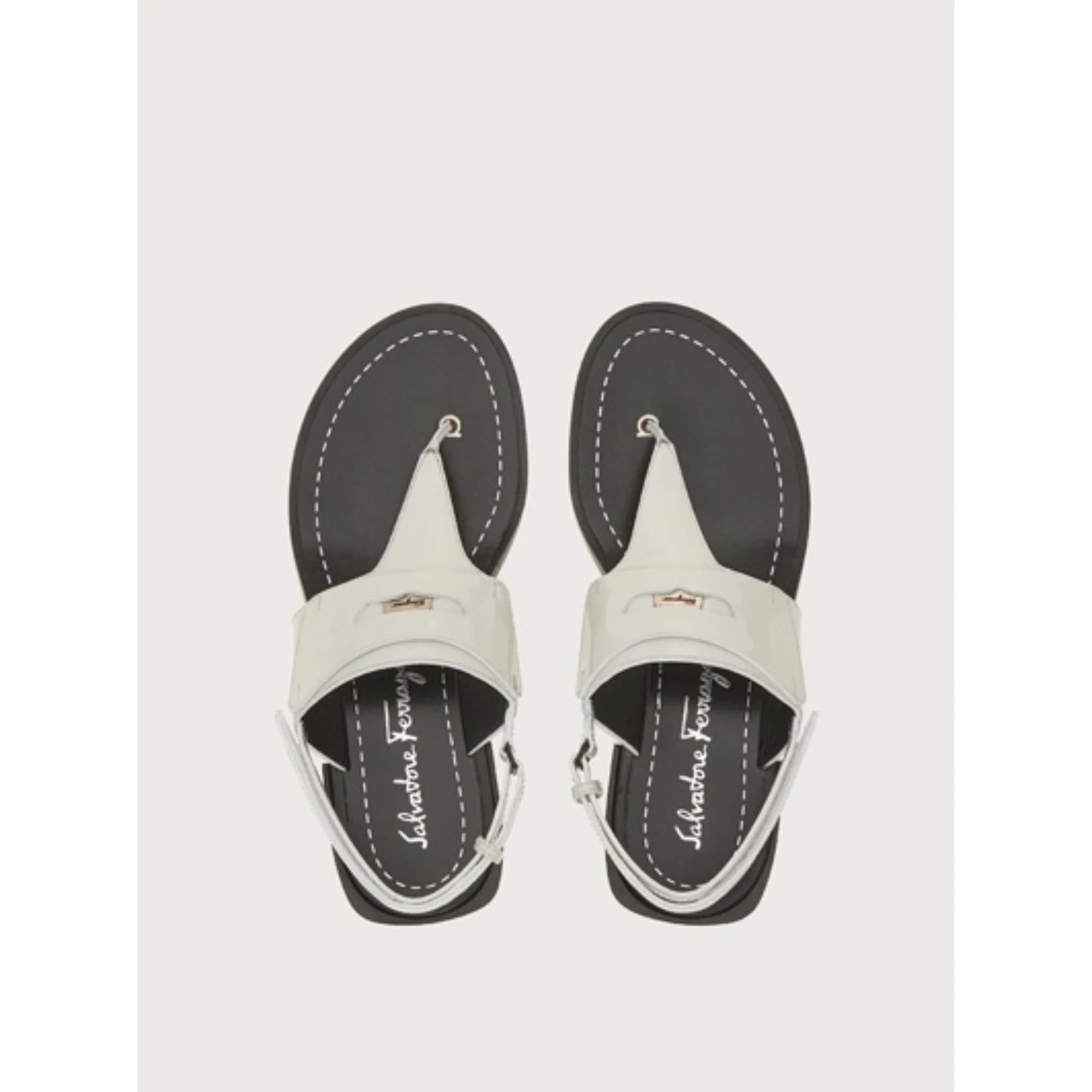 Block Heel Sandals - White/Black - Image 2