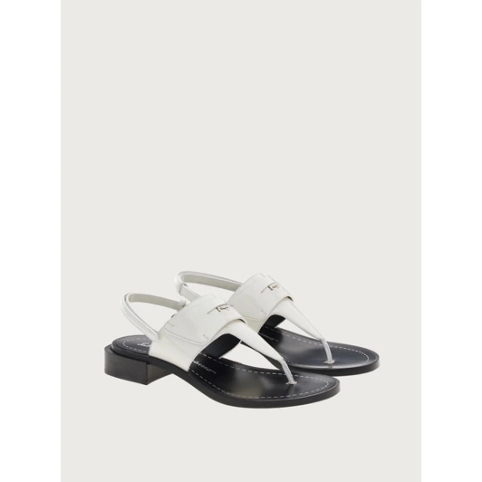 Block Heel Sandals - White/Black - Image 4