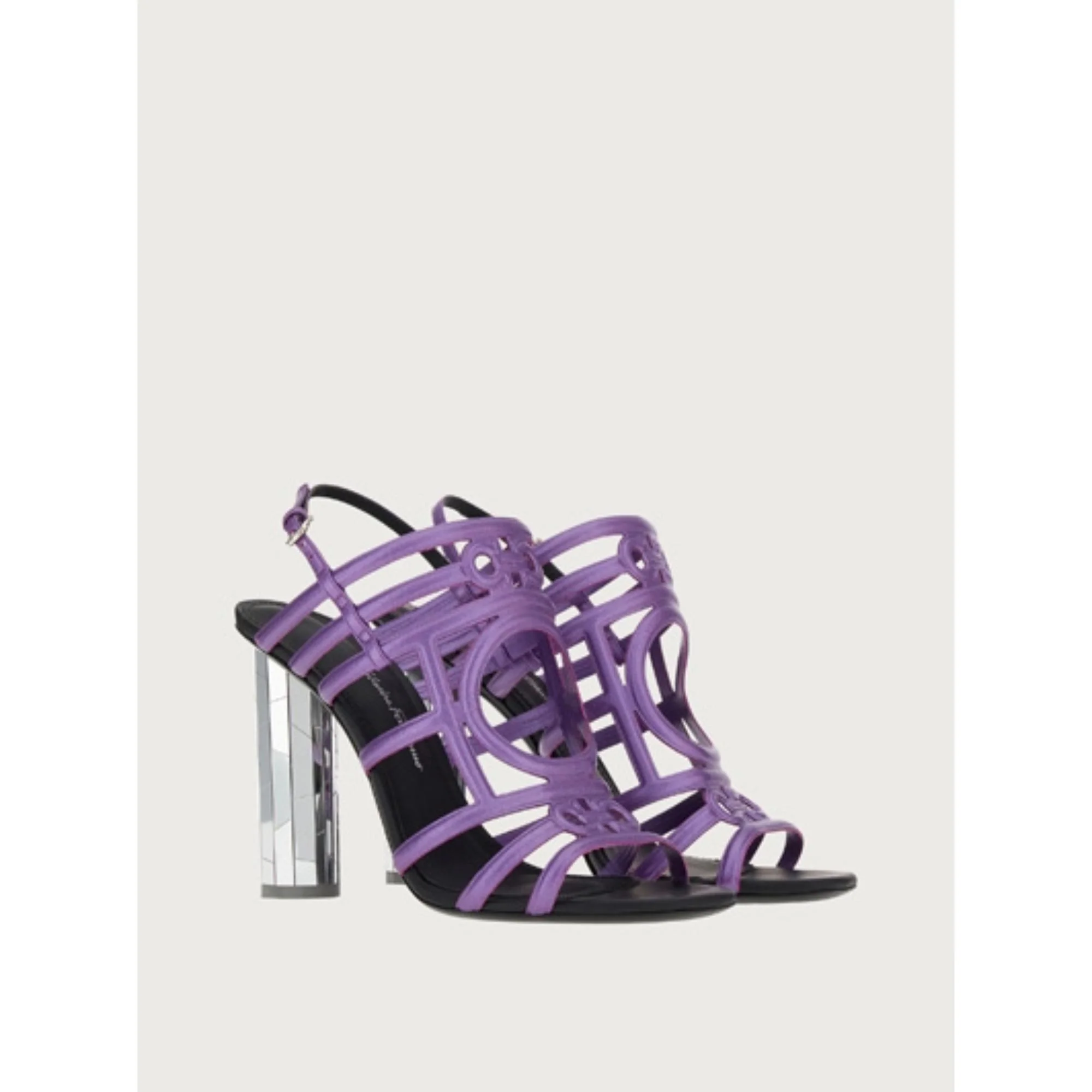 Mirrored Heel Strappy Sandals - Deep Purple - Image 3