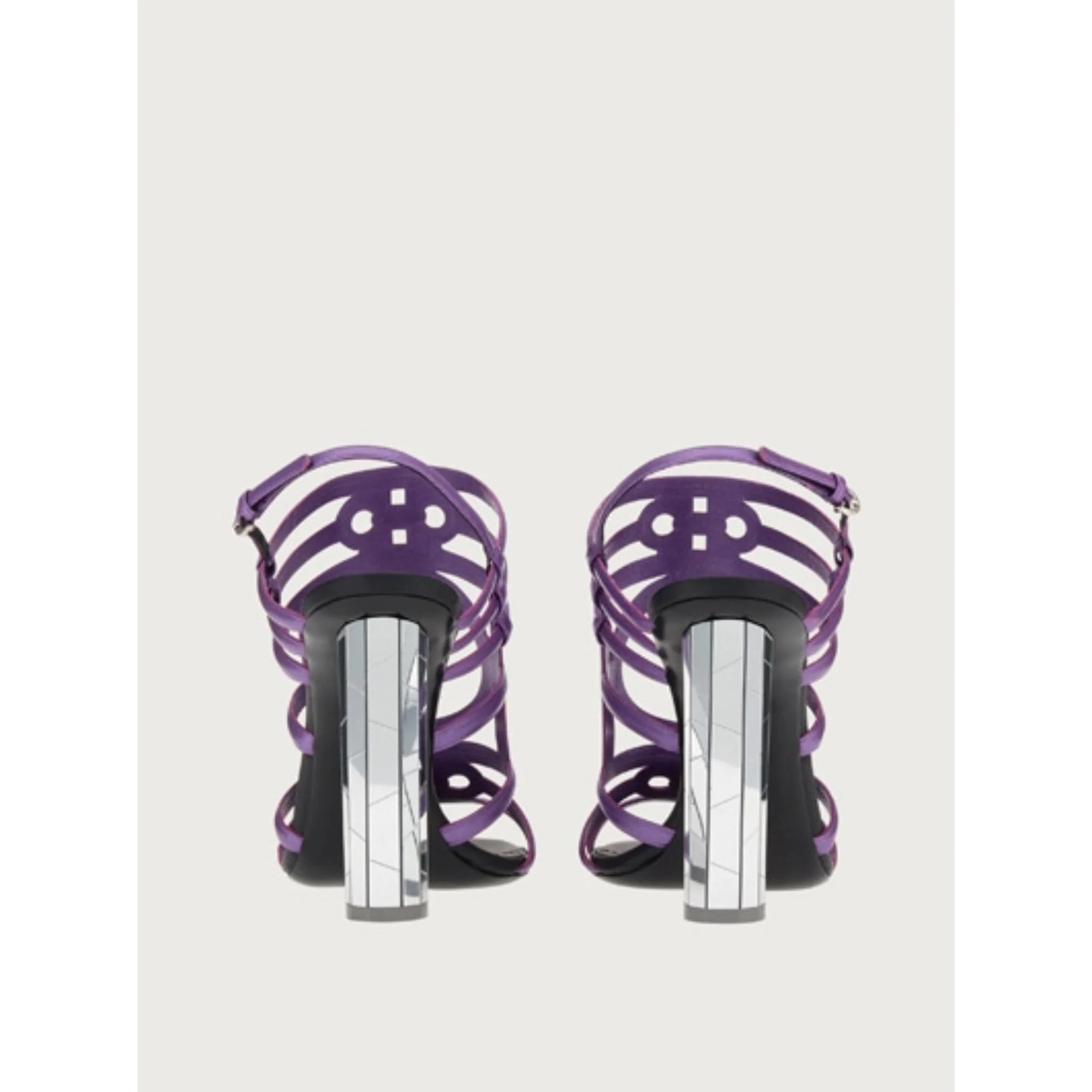 Mirrored Heel Strappy Sandals - Deep Purple - Image 4