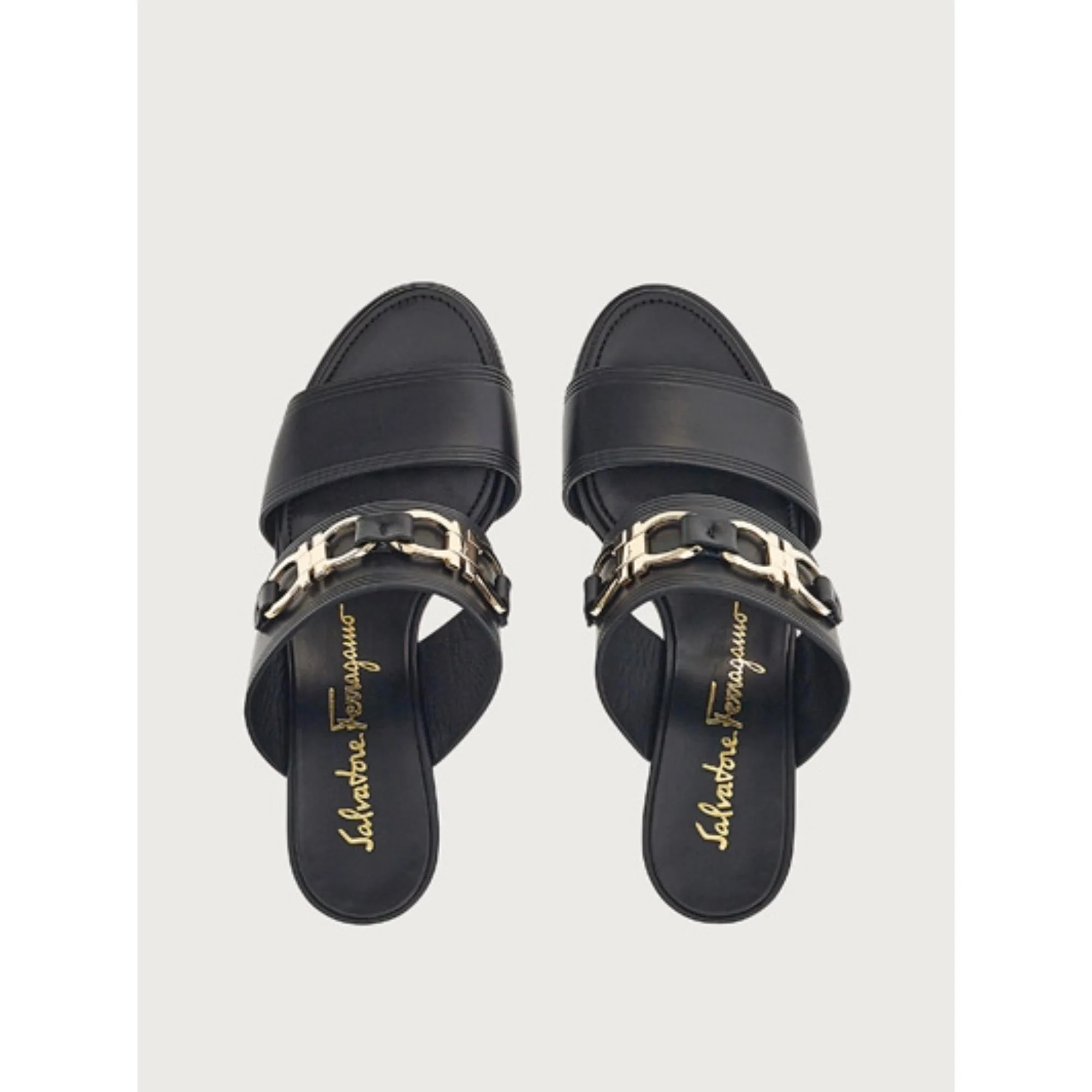 Gancini Wedges Sandals - Black - Image 2
