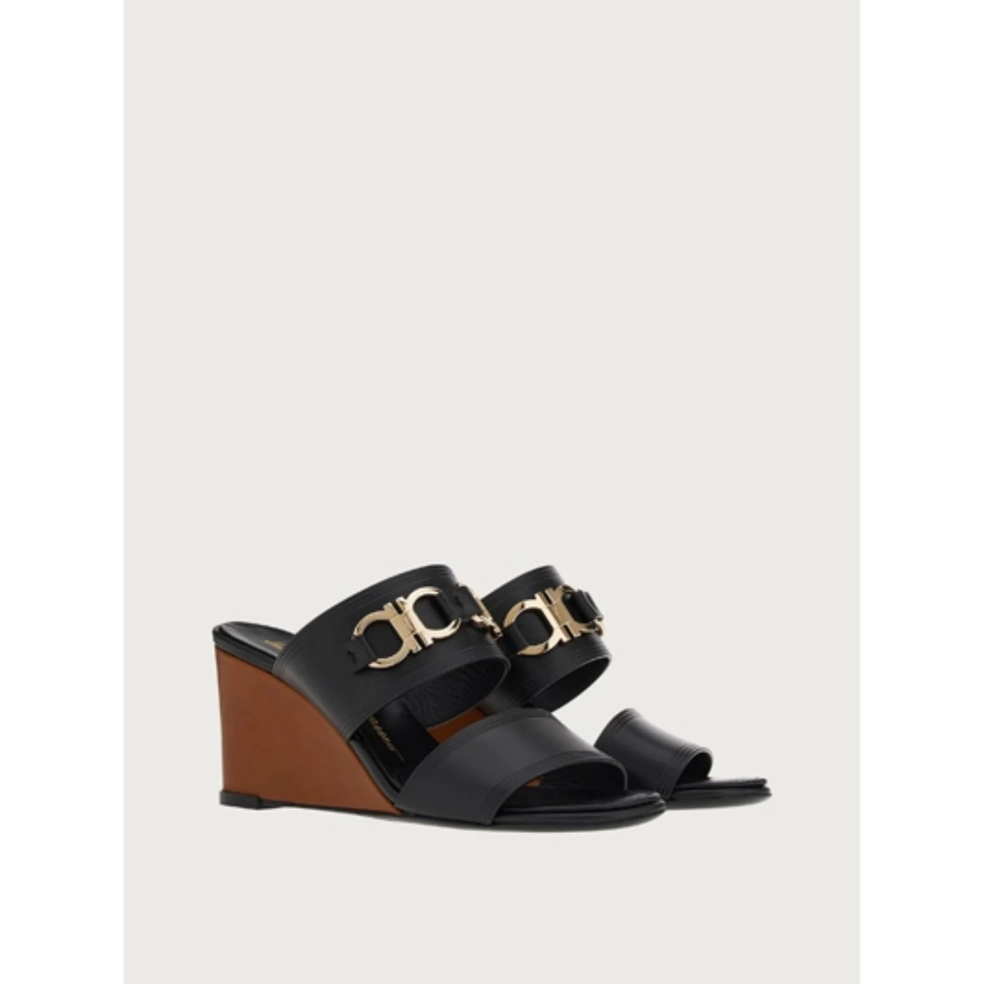 Gancini Wedges Sandals - Black - Image 3