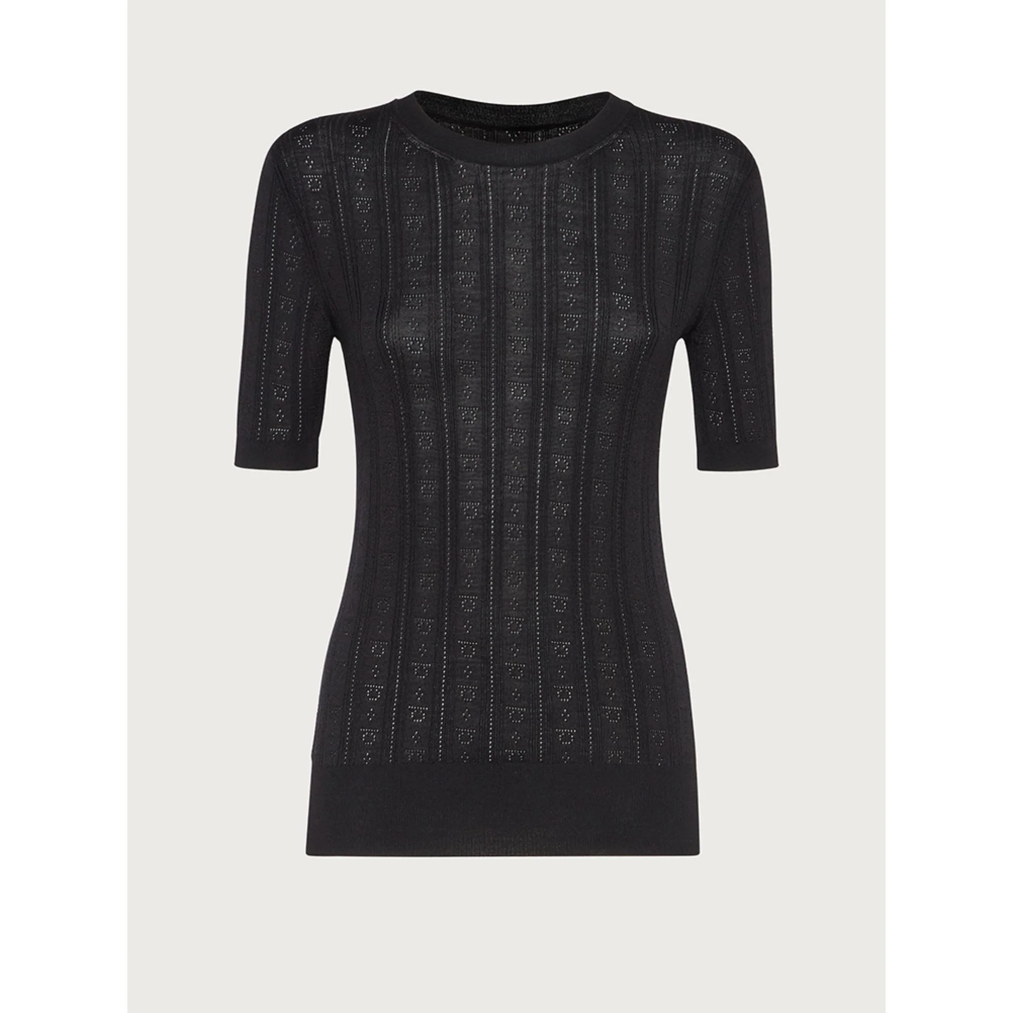 Short Sleeved Knitted Top - Black