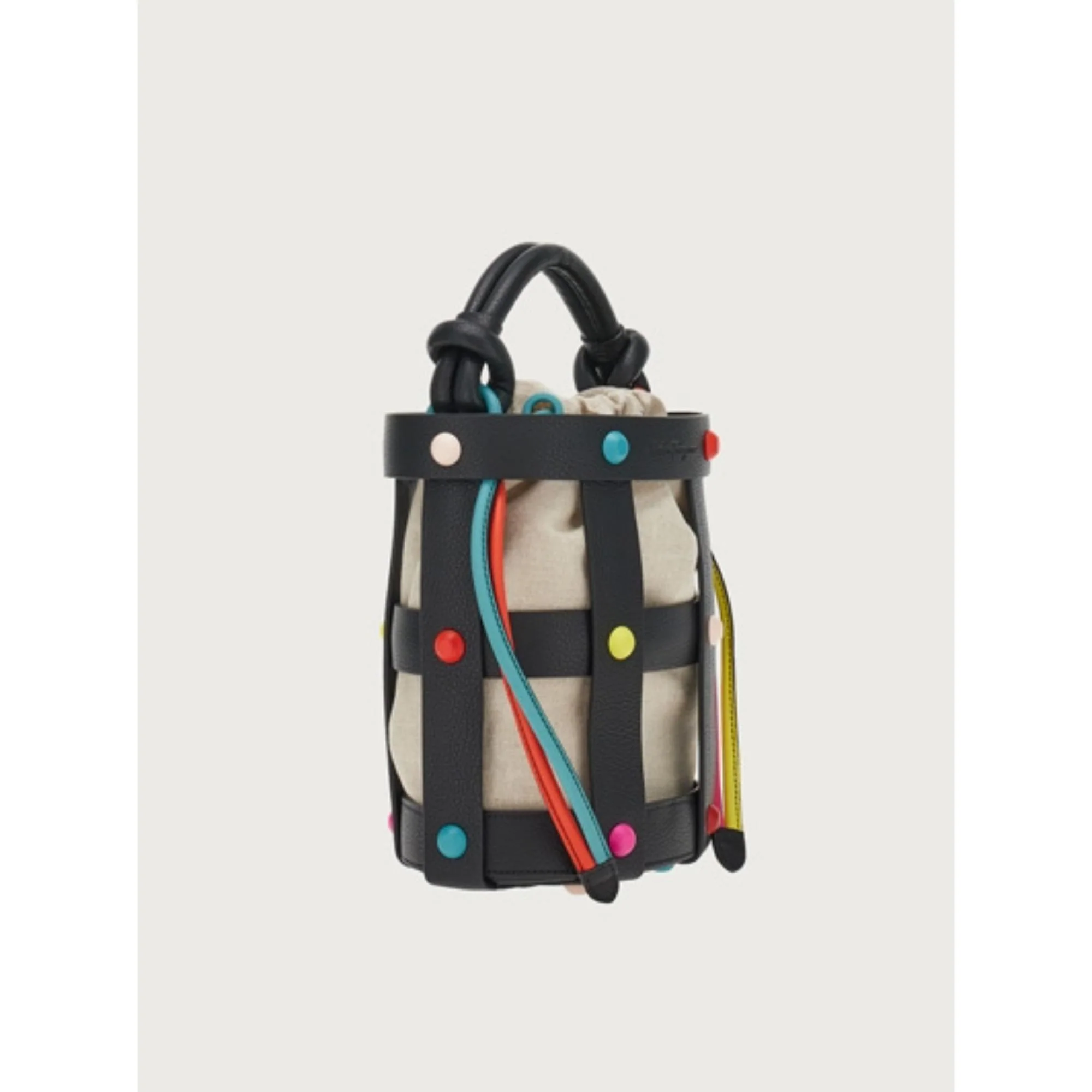 Ferragamo Medium Cage Bag - Black/Natural/Candy Apple Red/Turquoise - Image 4