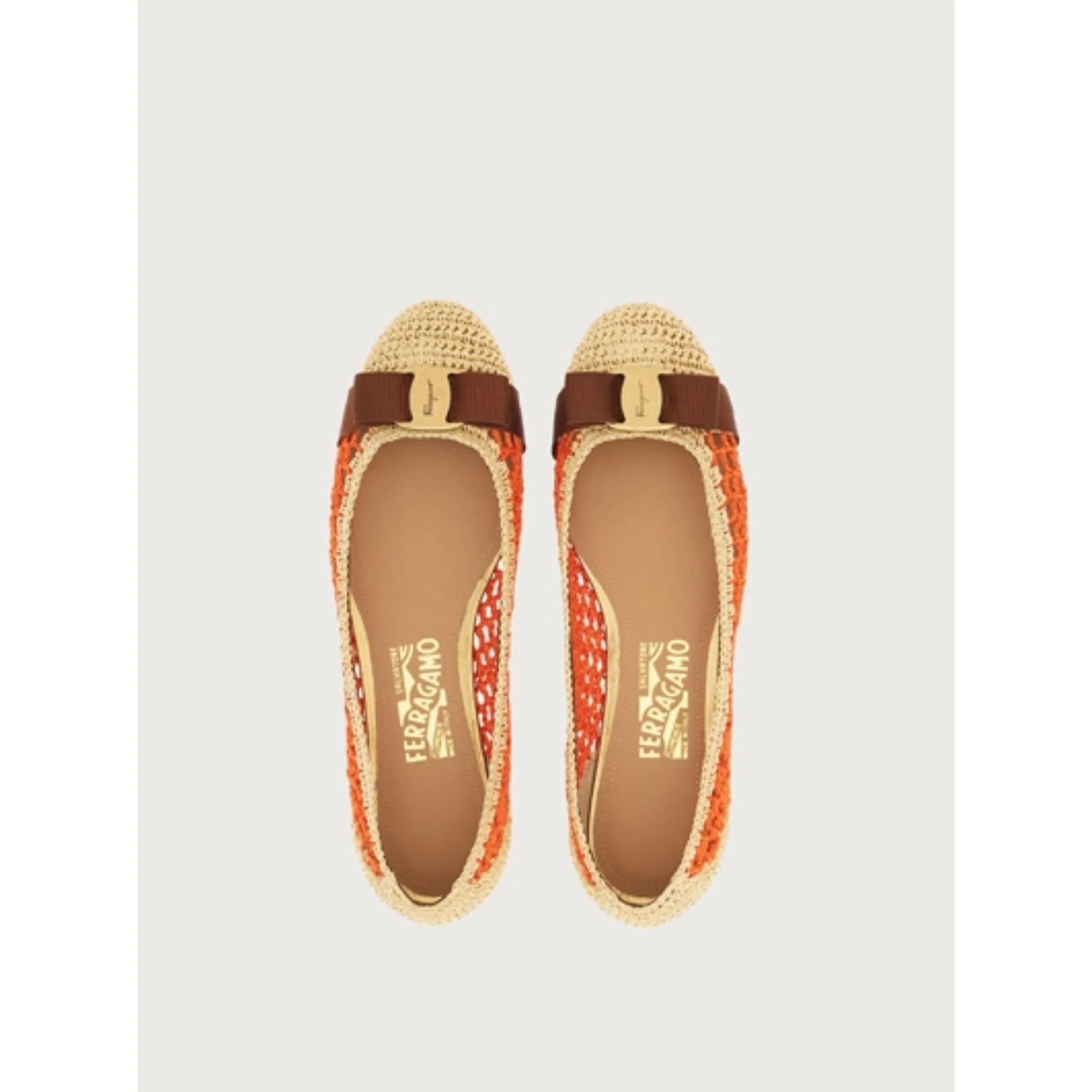 Woven Varina Ballet Flats - Natural/Orange - Image 2