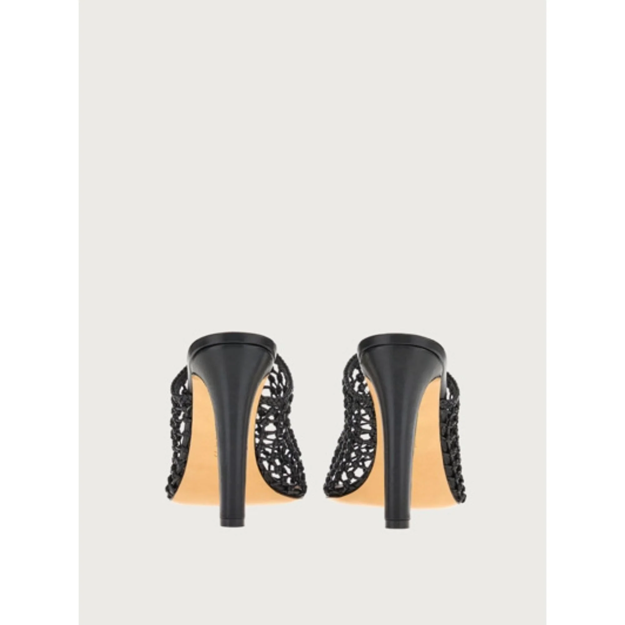 Woven High Heel Mule - Black - Image 4