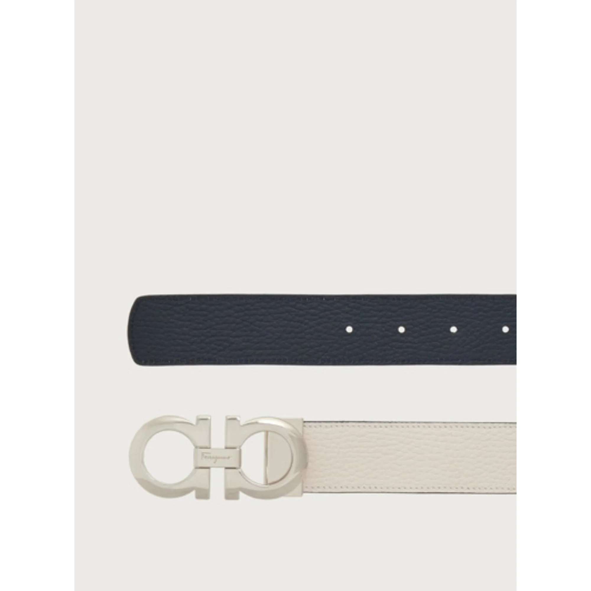 Reversible And Adjustable Gancini Belt - White/Blue Marine - Image 3