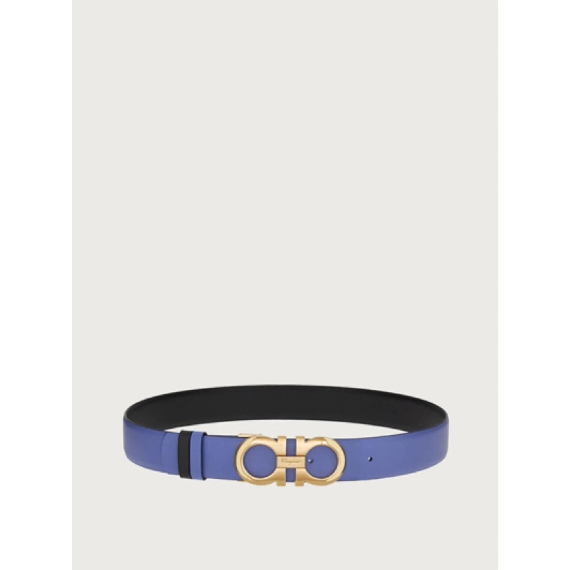 Reversible And Adjustable Gancini Belt - Bleached Denim/Black - Image 2