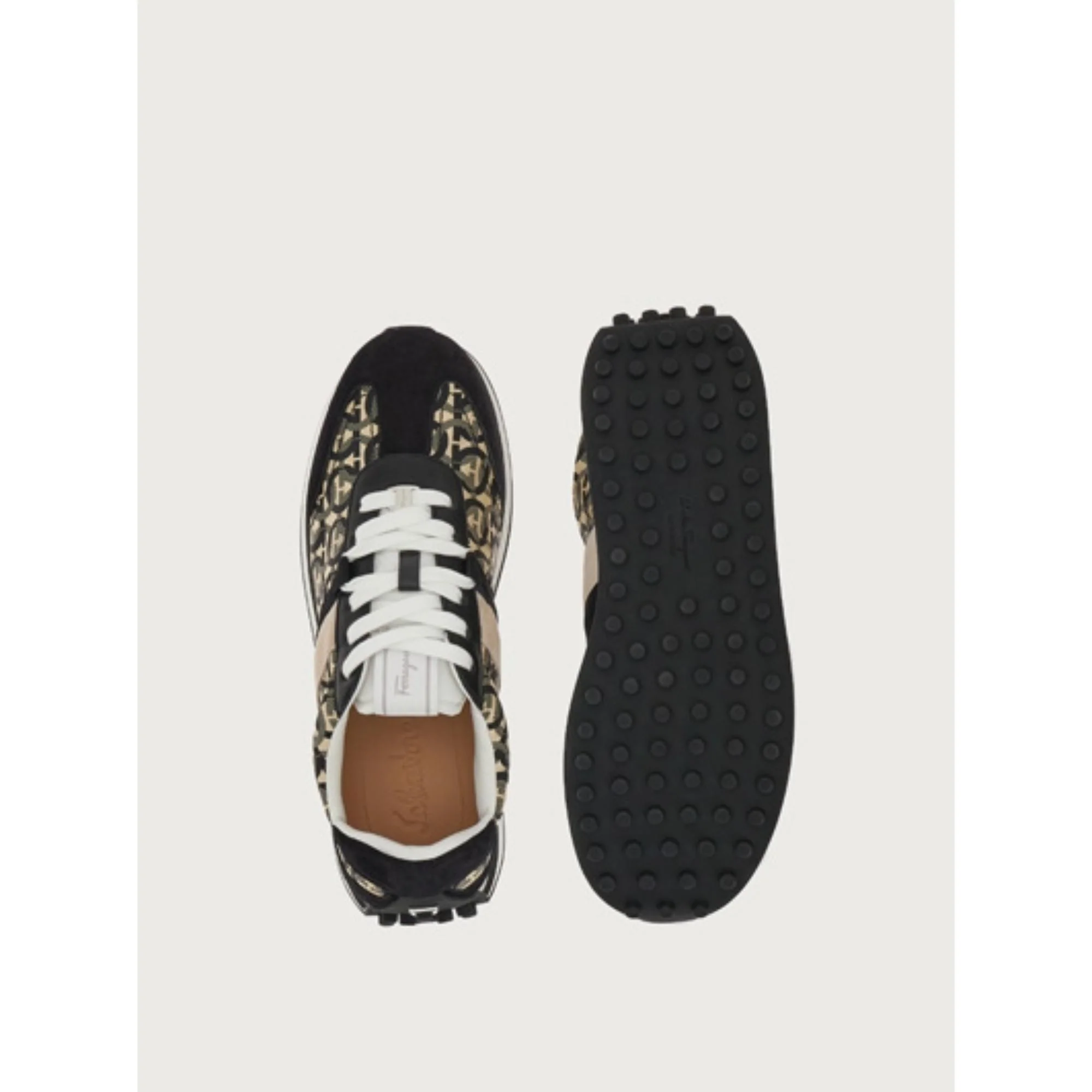 Ferragamo Unisex Sneakers - Black/Beige - Image 3