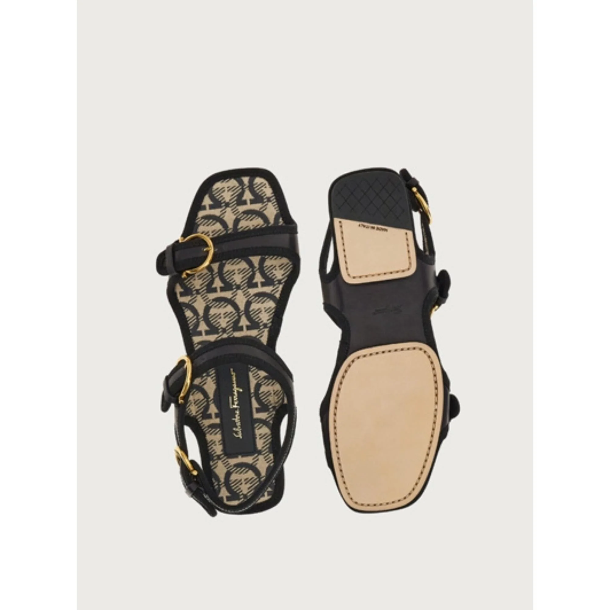 Ferragamo Nomadic Stories Sandals - Black/Beige - Image 3