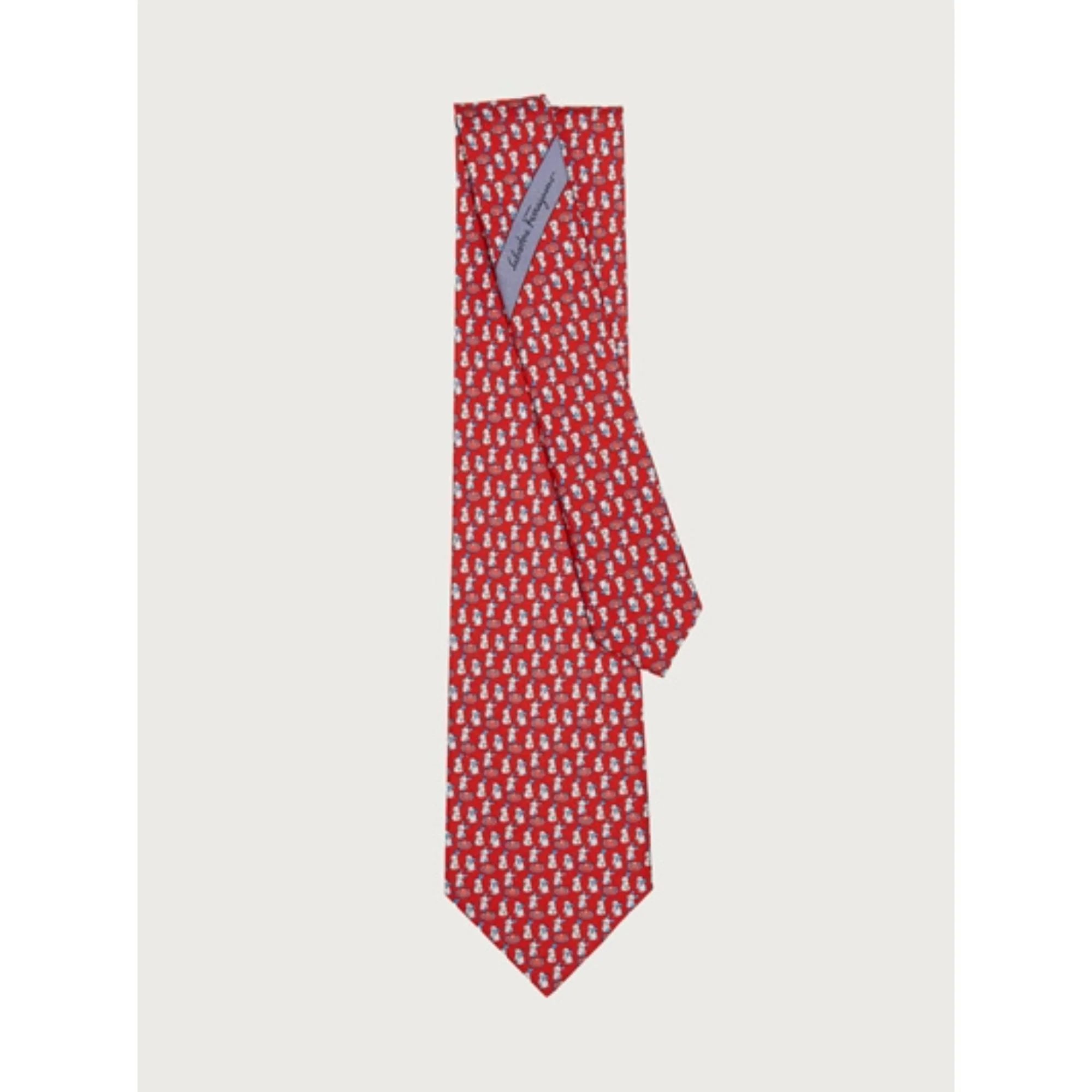 Rabbits Print Silk Tie - Red - Image 2