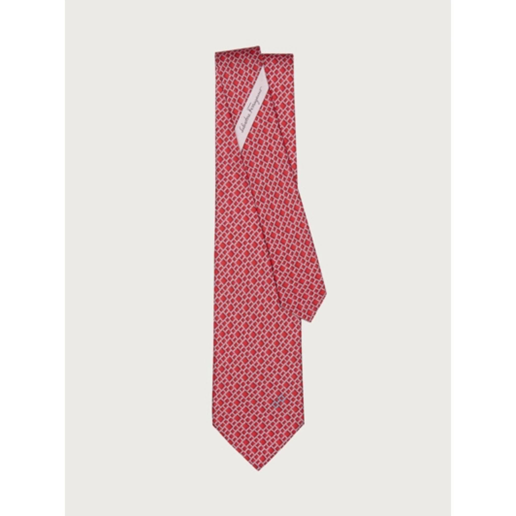 Rebus Print Silk Tie - Red - Image 2