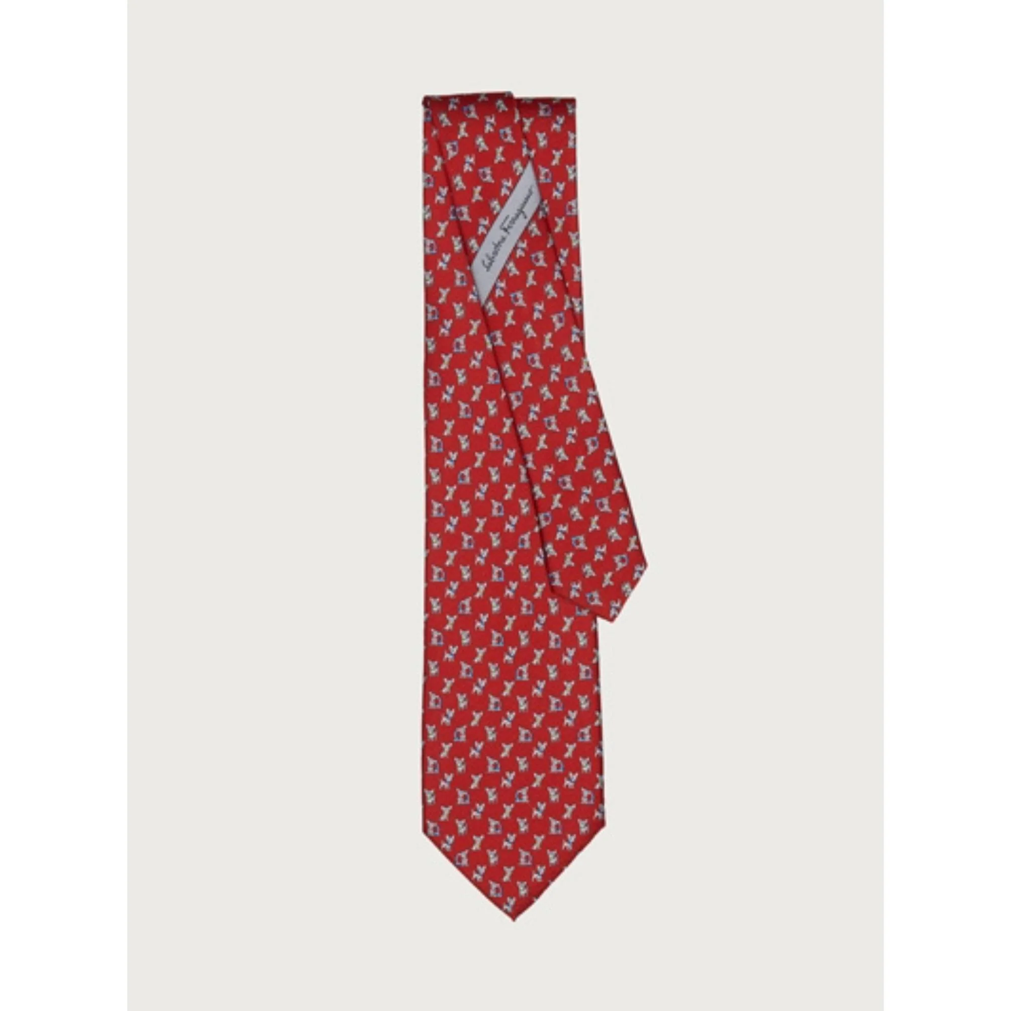Puppy Print Silk Tie - Red - Image 2