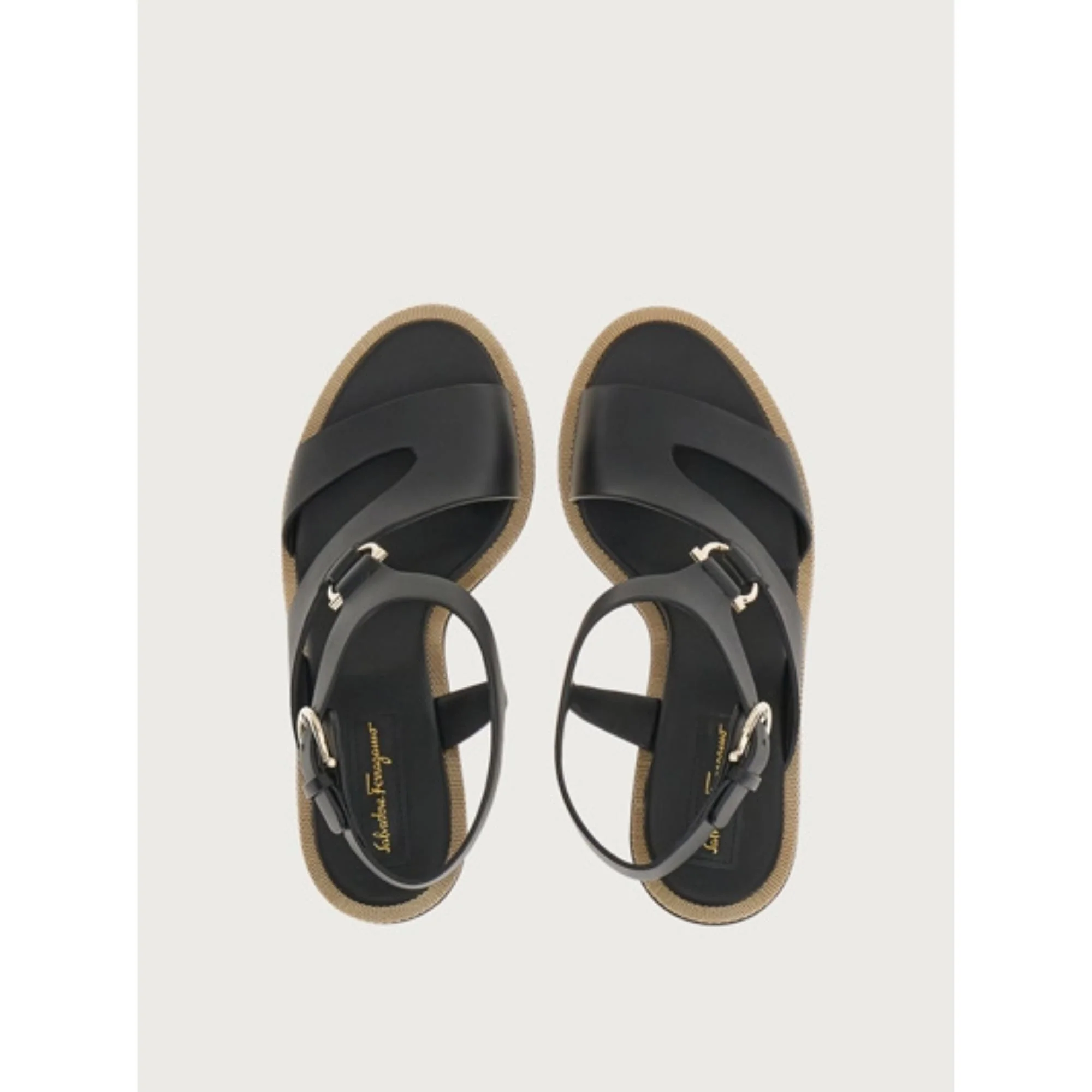 Sandals with Chain Detail And Contoured Heel - Black - Image 2