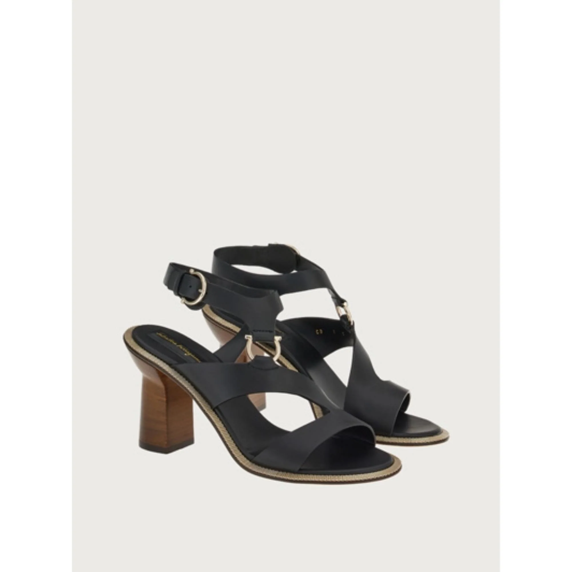 Sandals with Chain Detail And Contoured Heel - Black - Image 3
