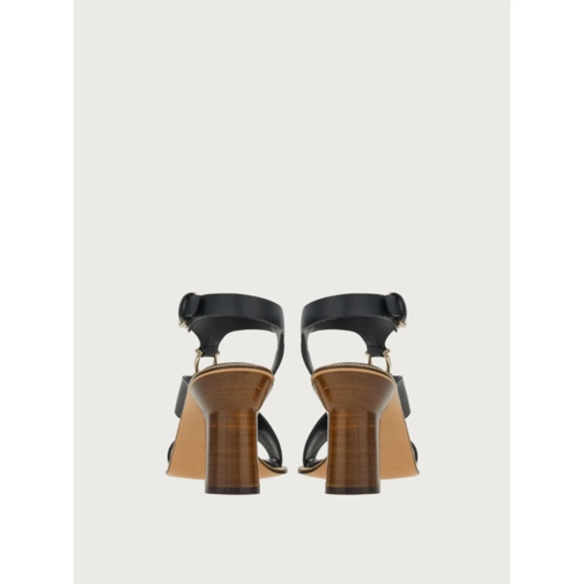 Sandals with Chain Detail And Contoured Heel - Black - Image 4