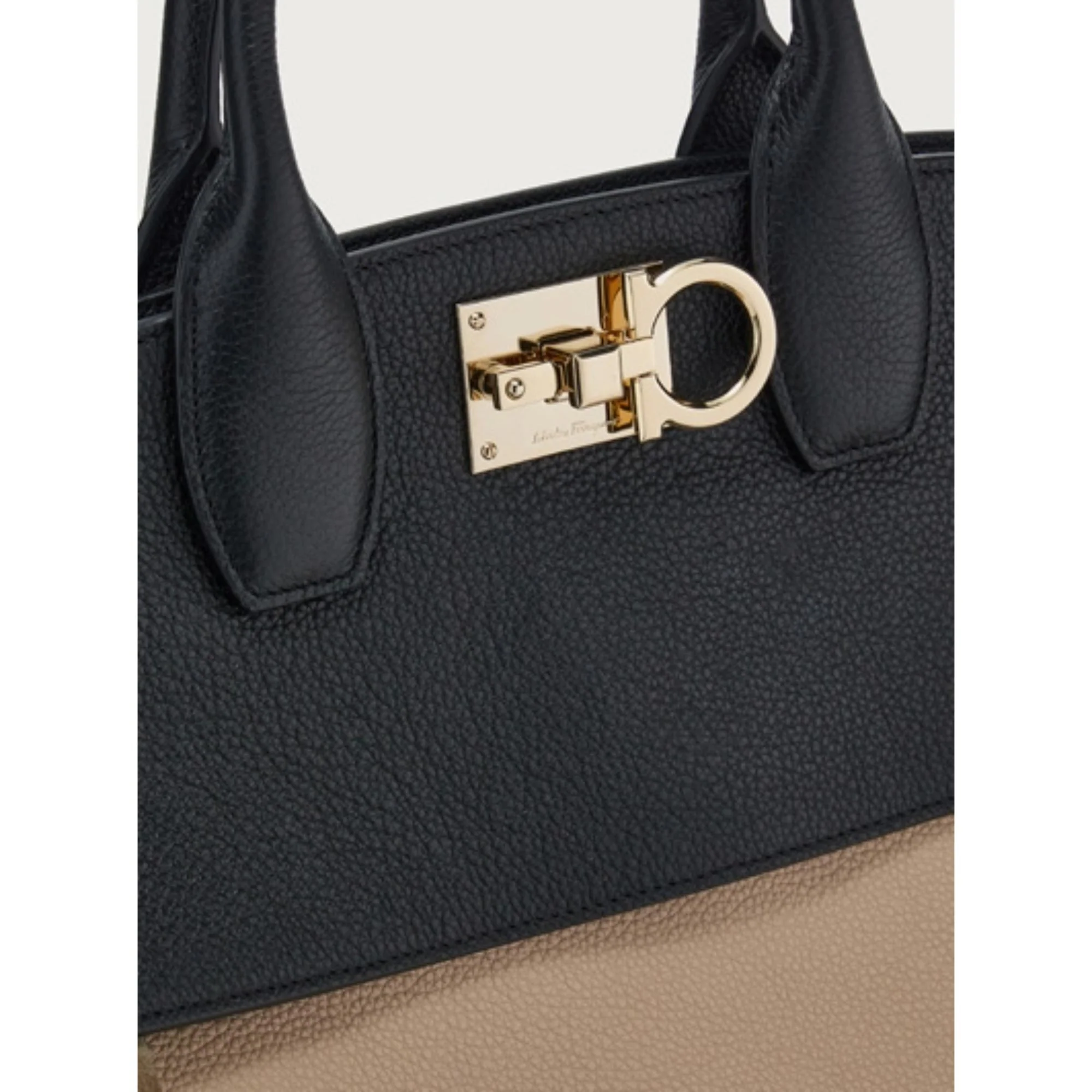 Ferragamo Studio Large Soft Bag - Deer/Black/Olive - Image 6