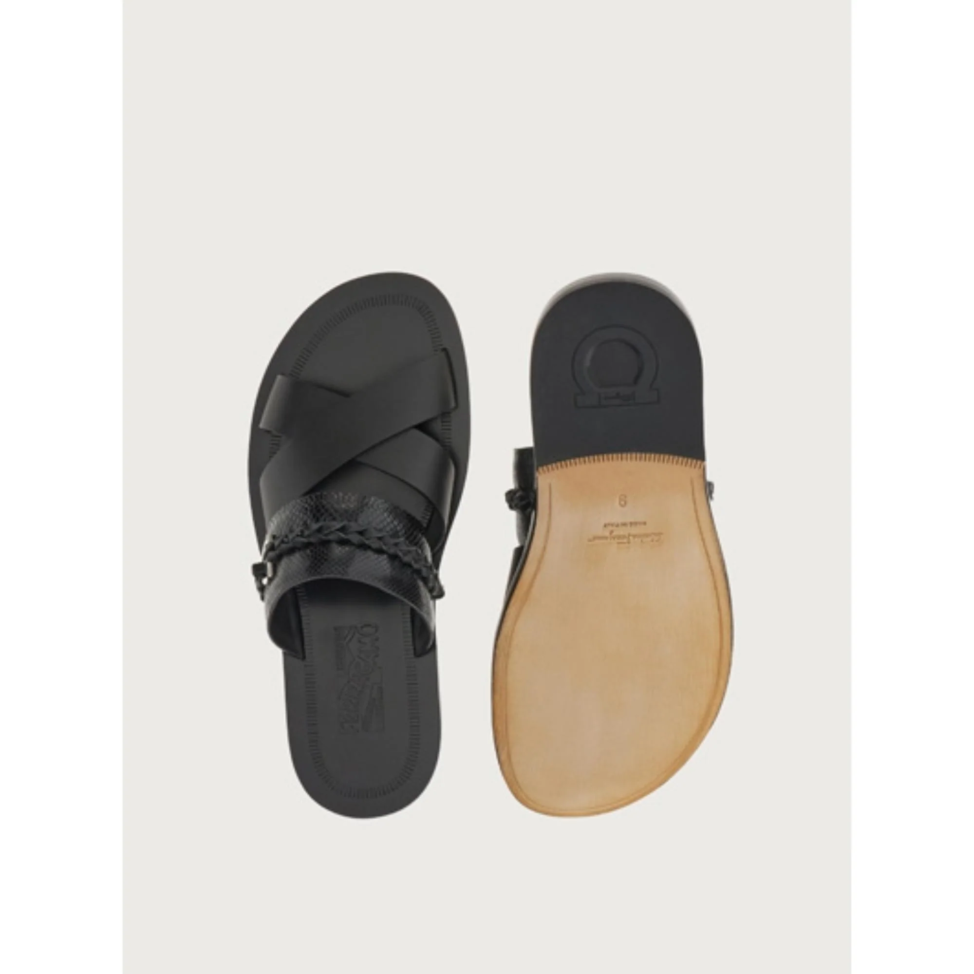 Sandals with Gancini Ornament - Black - Image 3