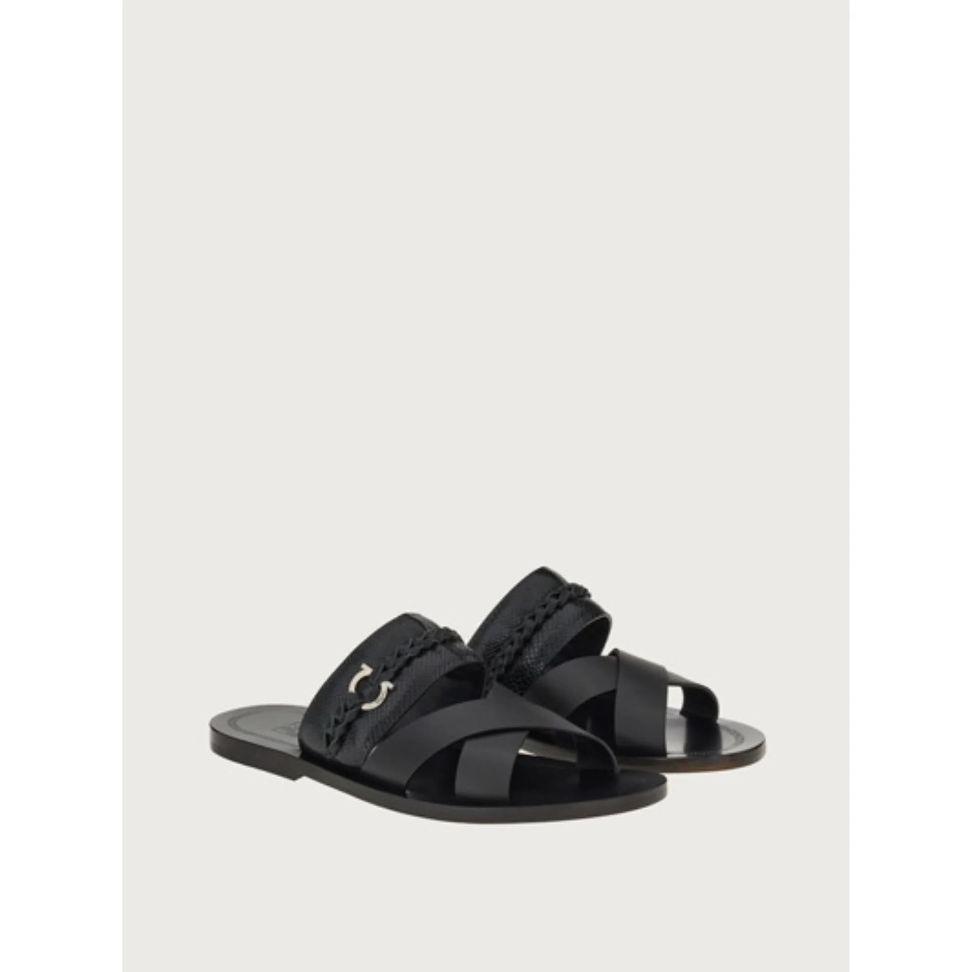 Sandals with Gancini Ornament - Black - Image 4