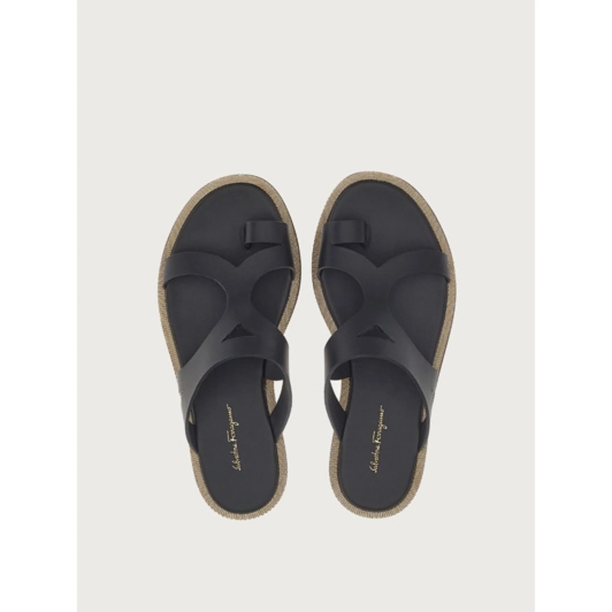 Thong Sandals with Chain Detail - Black - Image 2