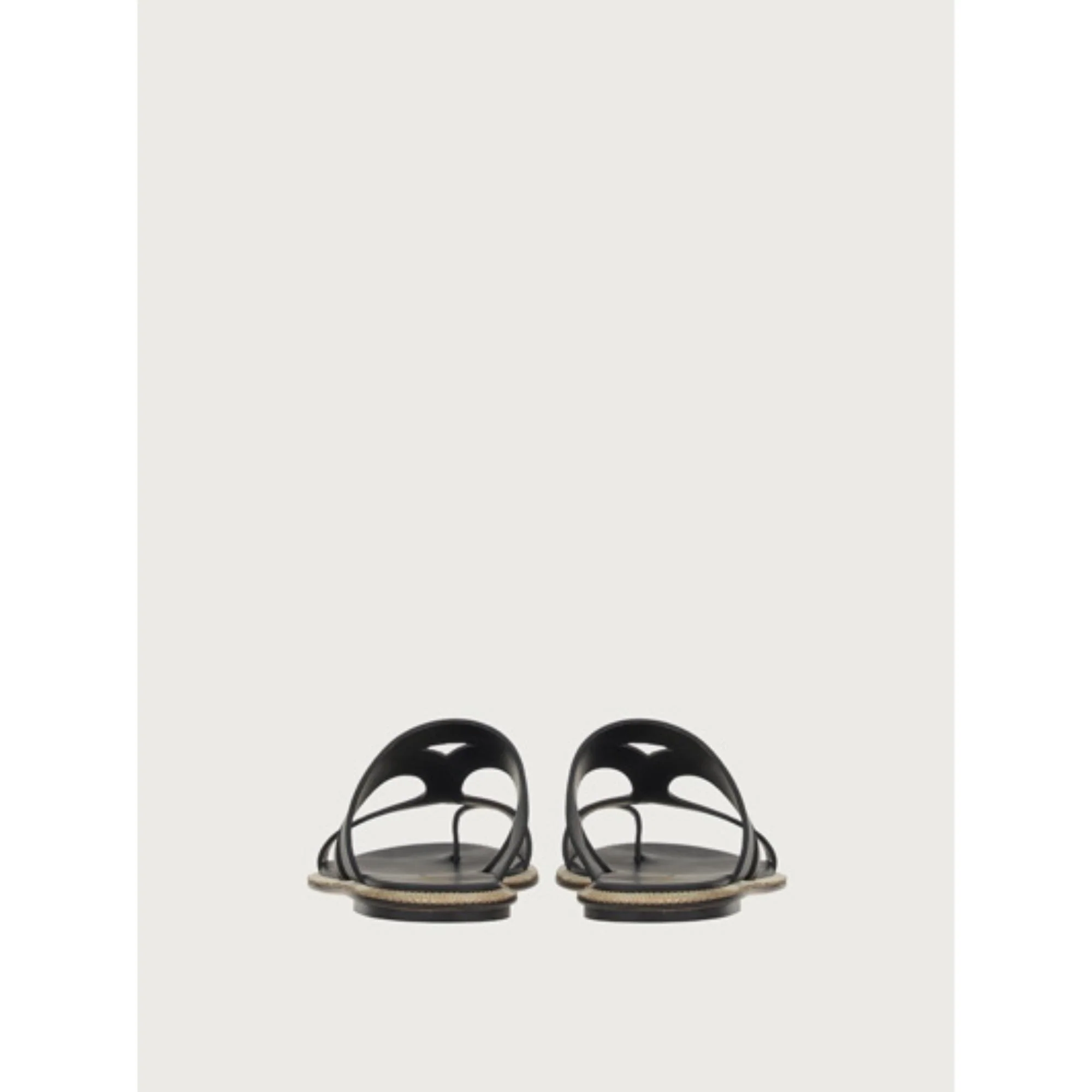 Thong Sandals with Chain Detail - Black - Image 3
