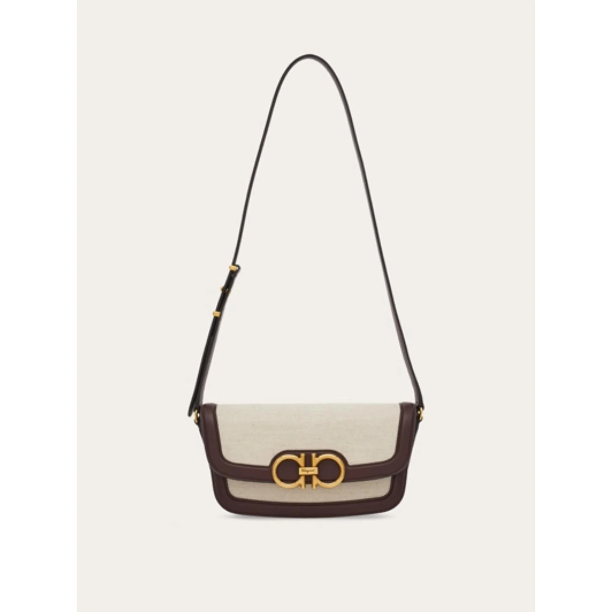 Trapezio Crossbody Bag (S) - Natural/Ganache Brown
