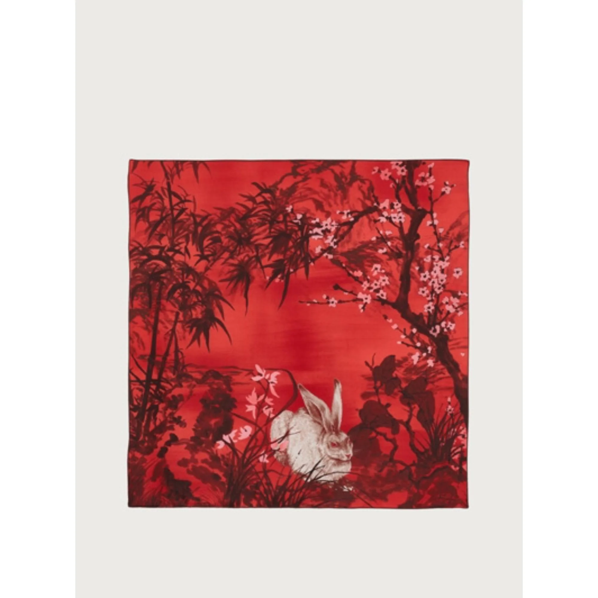 Rabbit Print Silk Foulard - Red