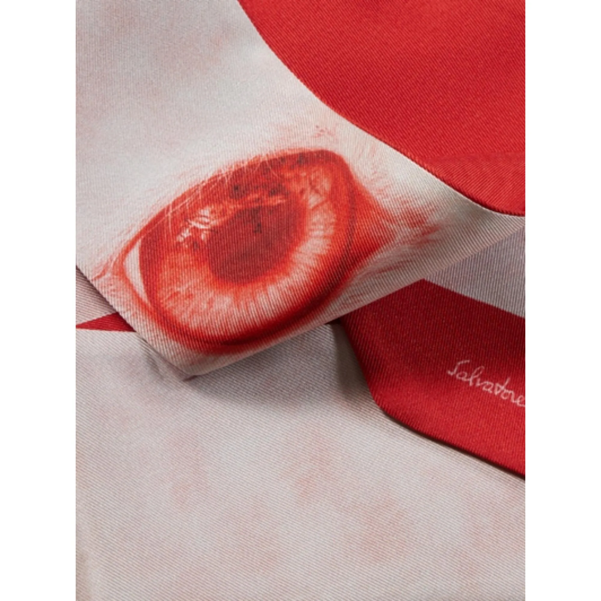 Eye Print Twilly Band - White/Lipstick Red - Image 3